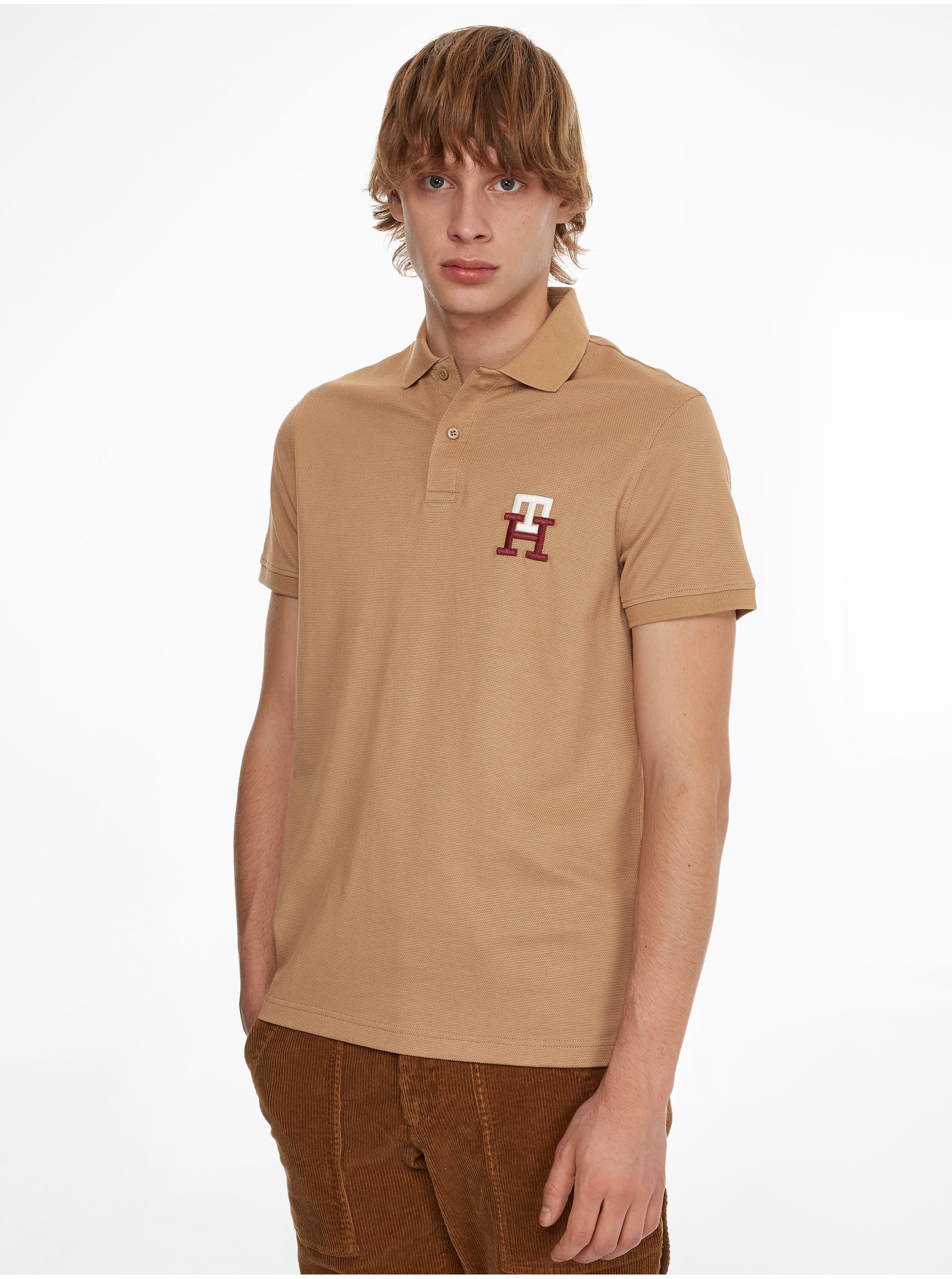 Tommy Hilfiger Polo Tričko - ESS MONOGRAM REGULAR POLO Hnedé