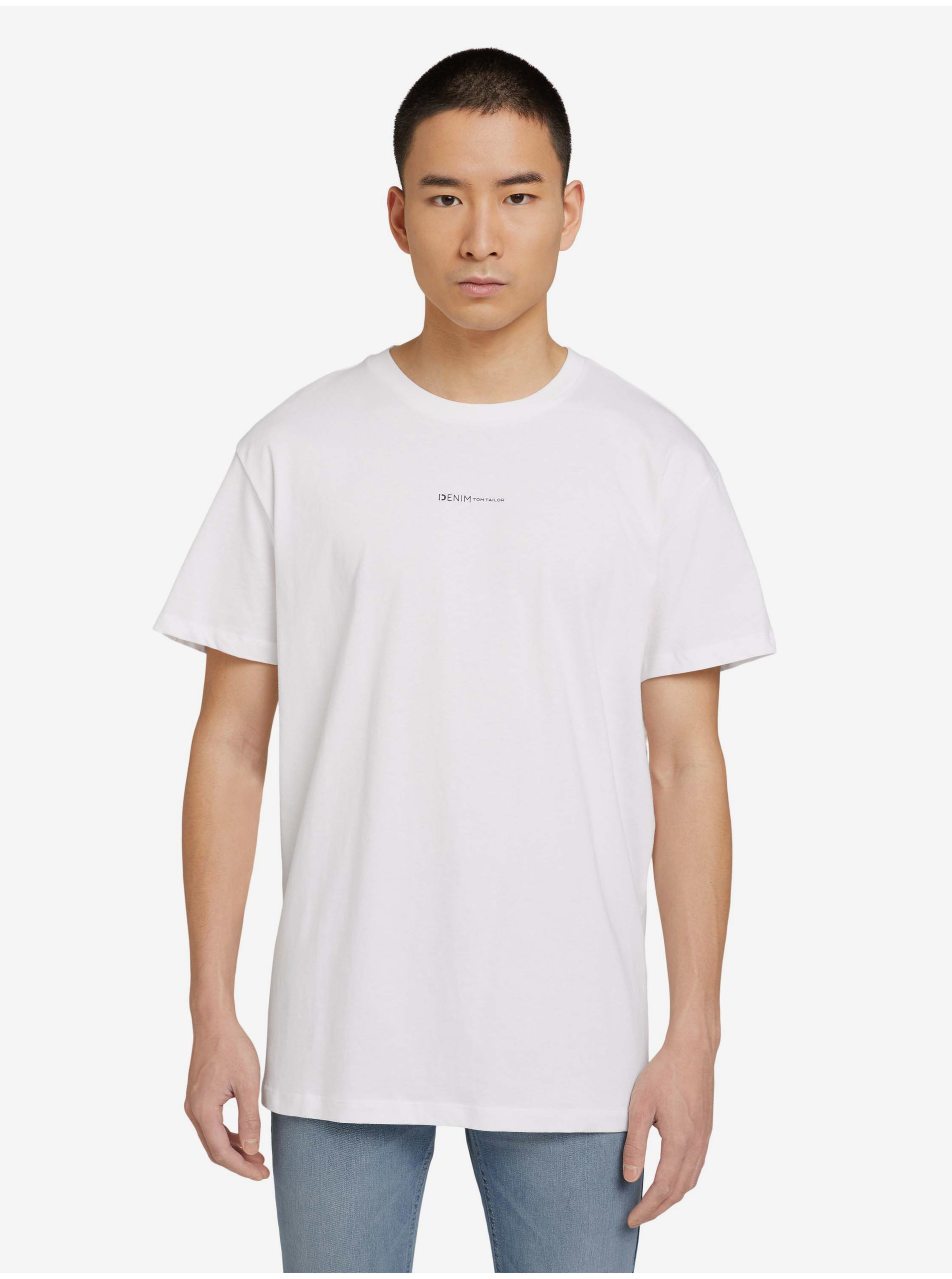 Levně Bílé pánské tričko Tom Tailor Denim - Pánské