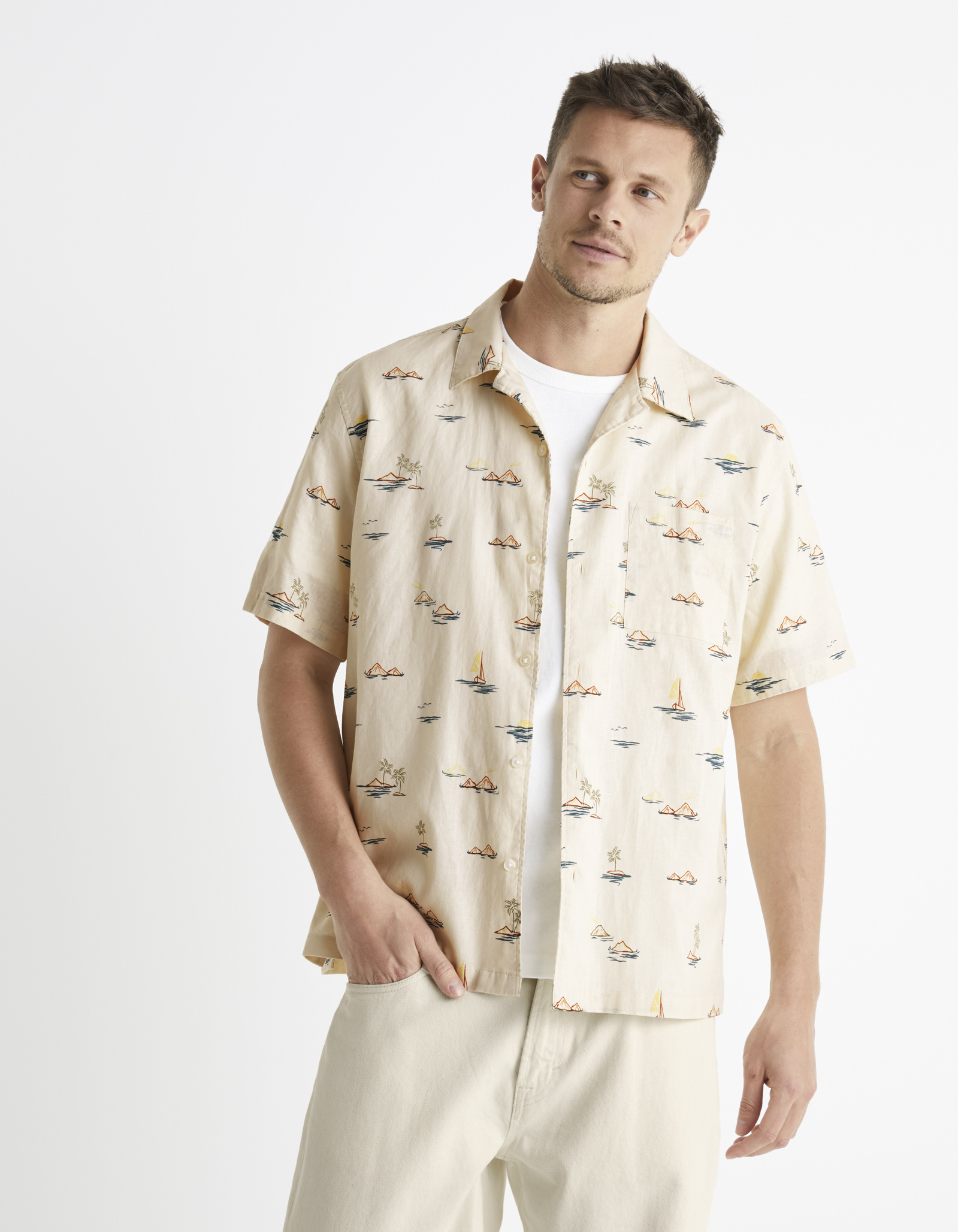 Celio Shirt Baplaya Linen And Cotton - Men