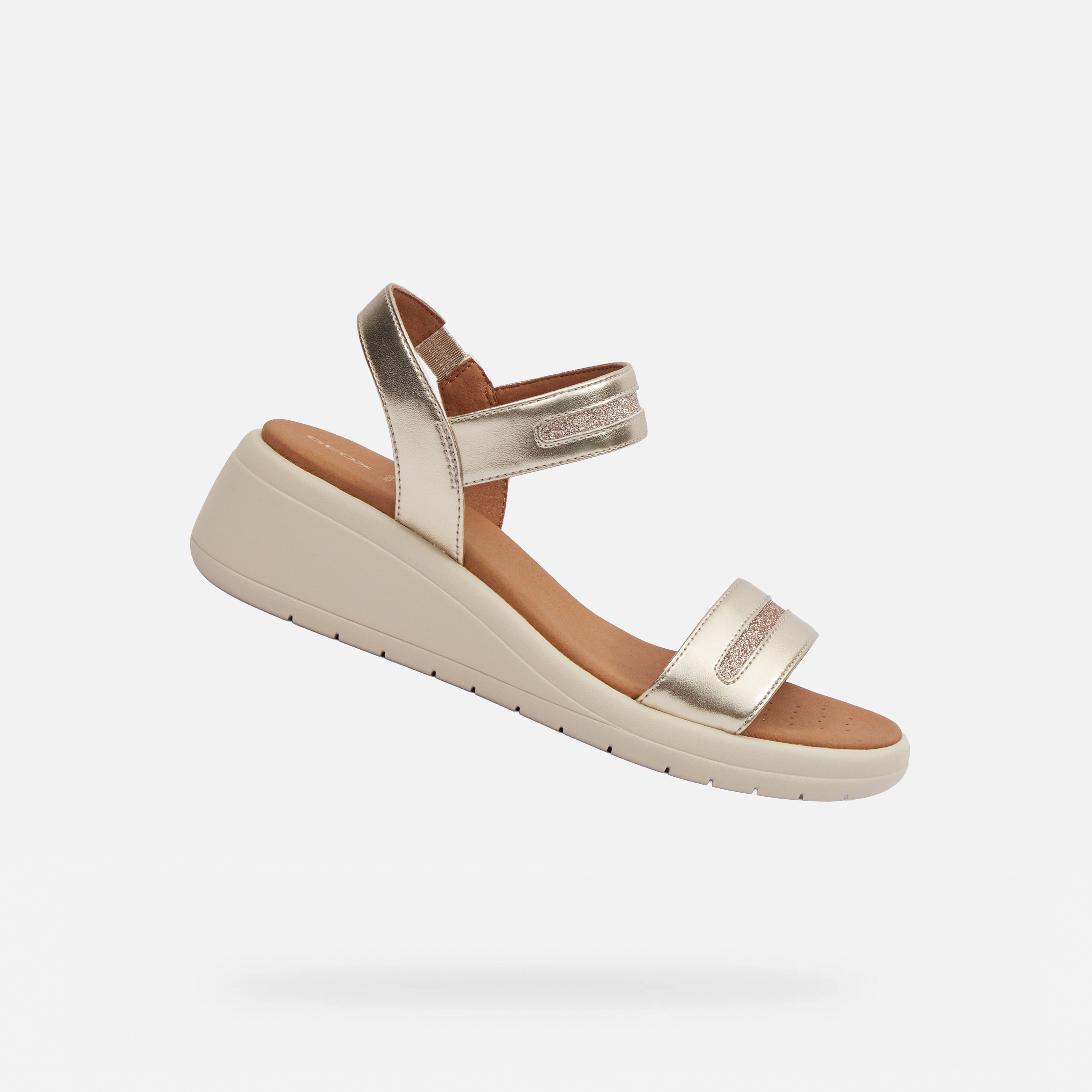 Gold womens sandals Geox Meliconia - Womens