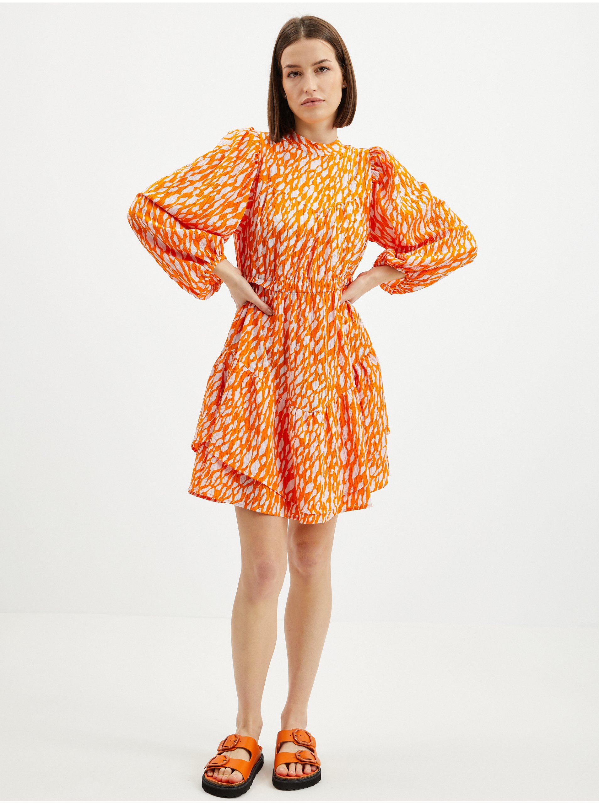 Oranžové vzorované šaty VERO MODA Daisy - Dámské