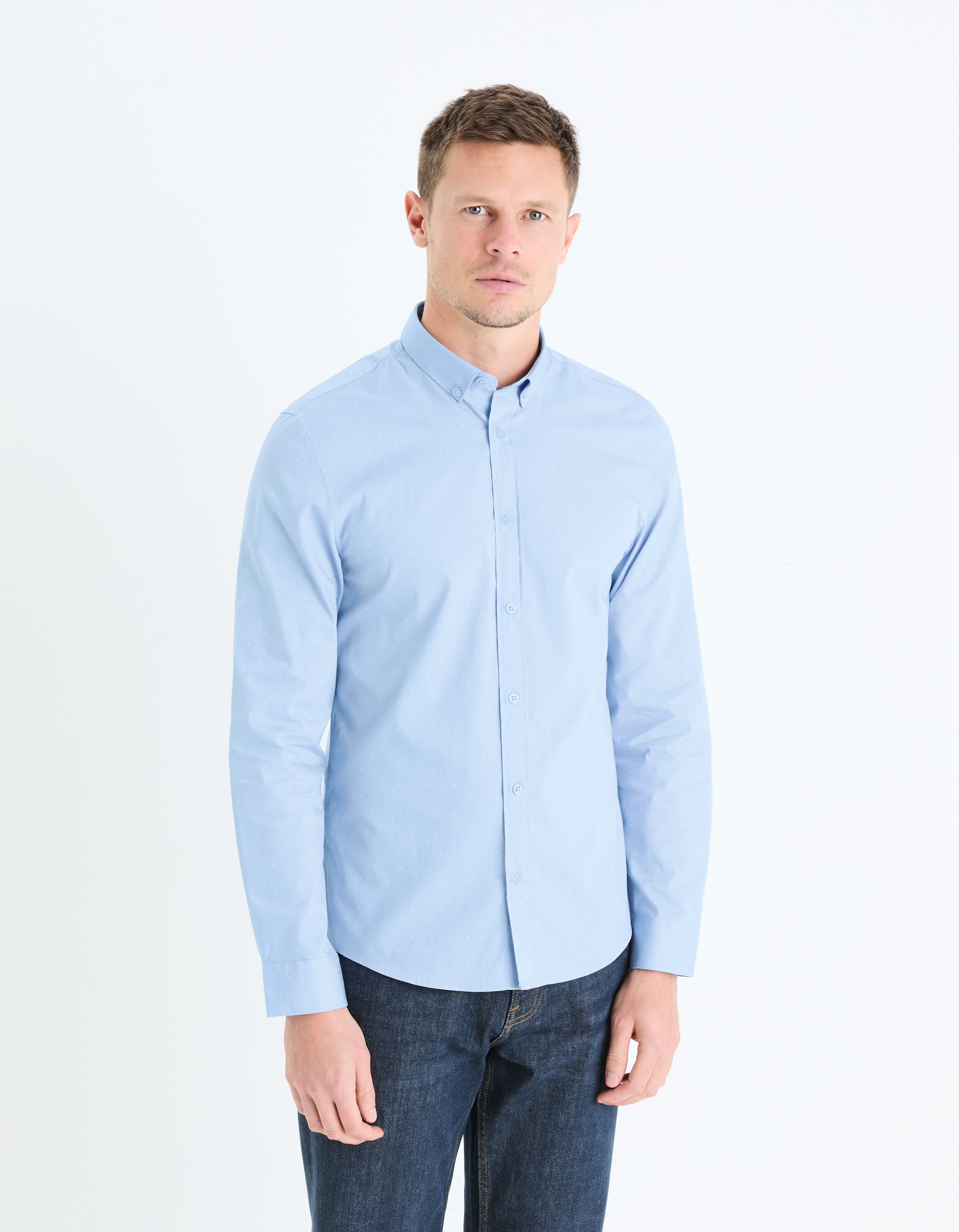 Camasi casual pentru barbati Celio - albastru deschis