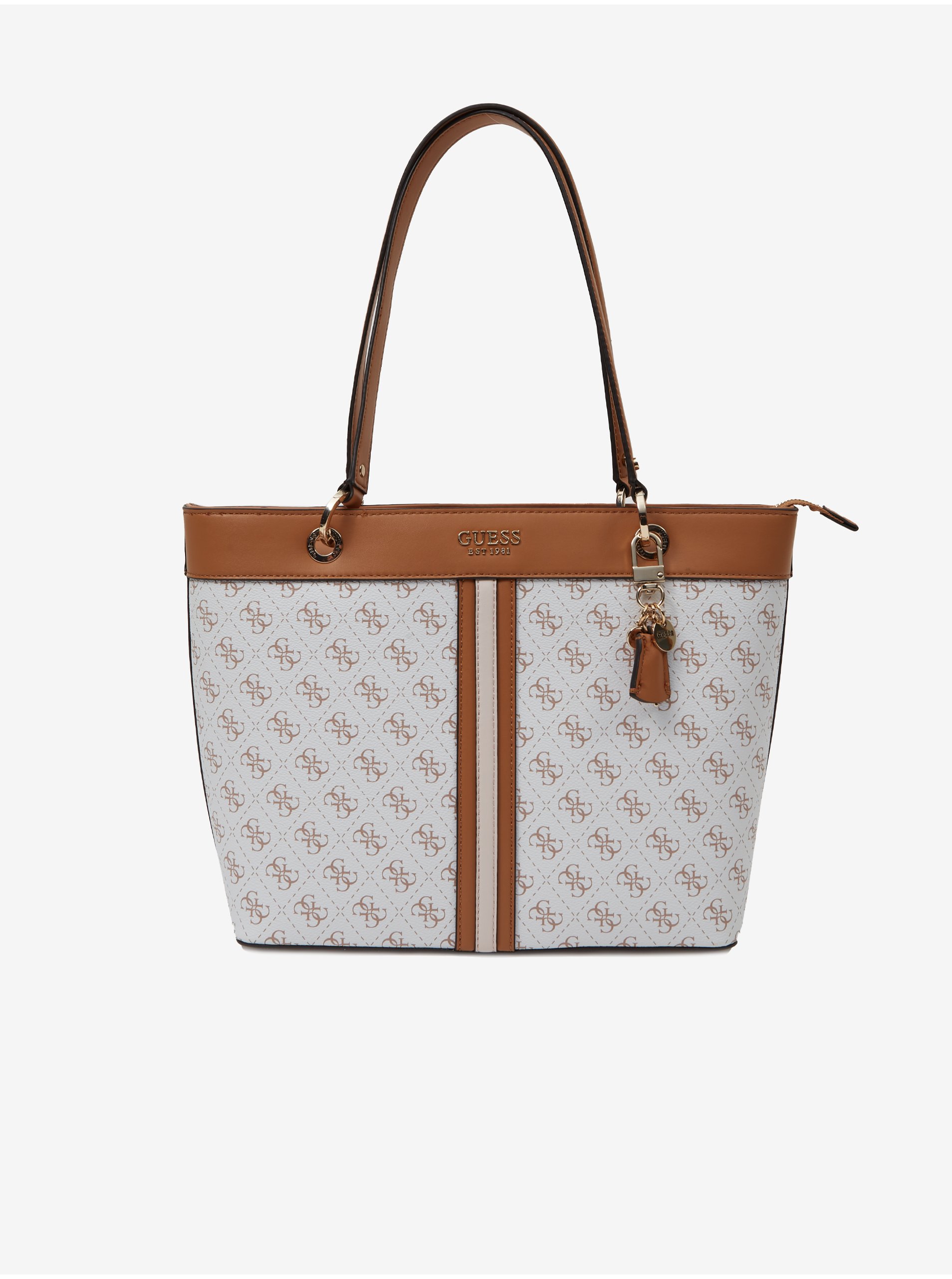 White Women's Patterned Handbag Guess Noelle - Women