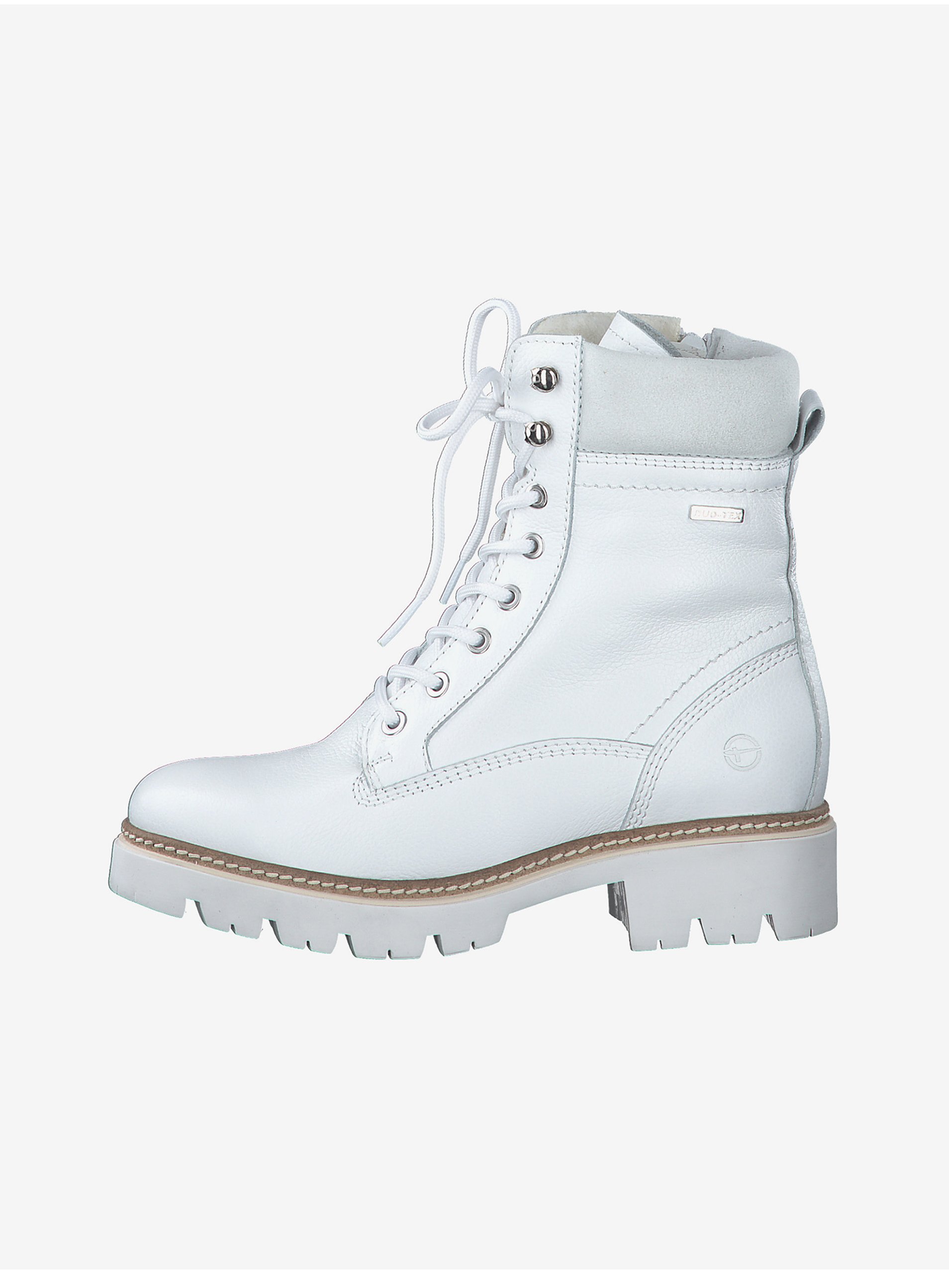 White leather ankle boots with fur Tamaris - Ladies