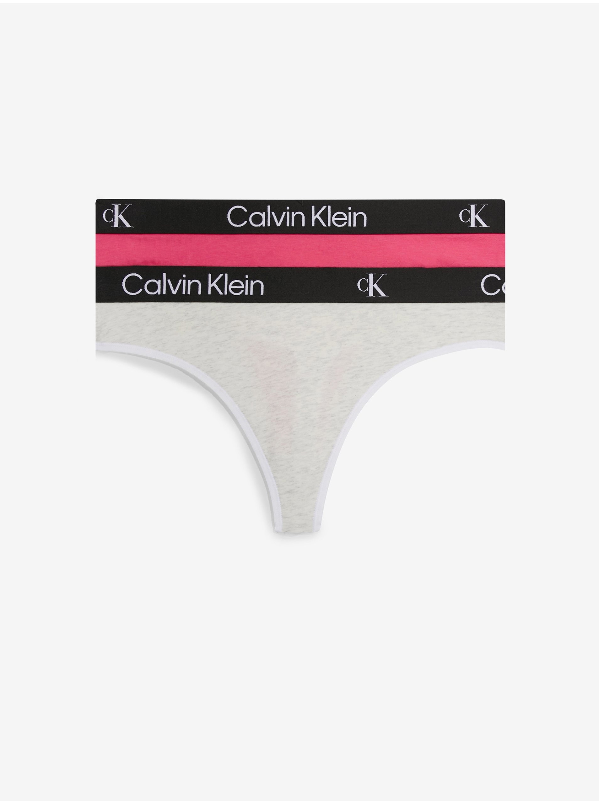 Levně Calvin Klein Sada dvou dámských tang v tmavě růžové a světle šedé barvě Calvin Kl - Dámské