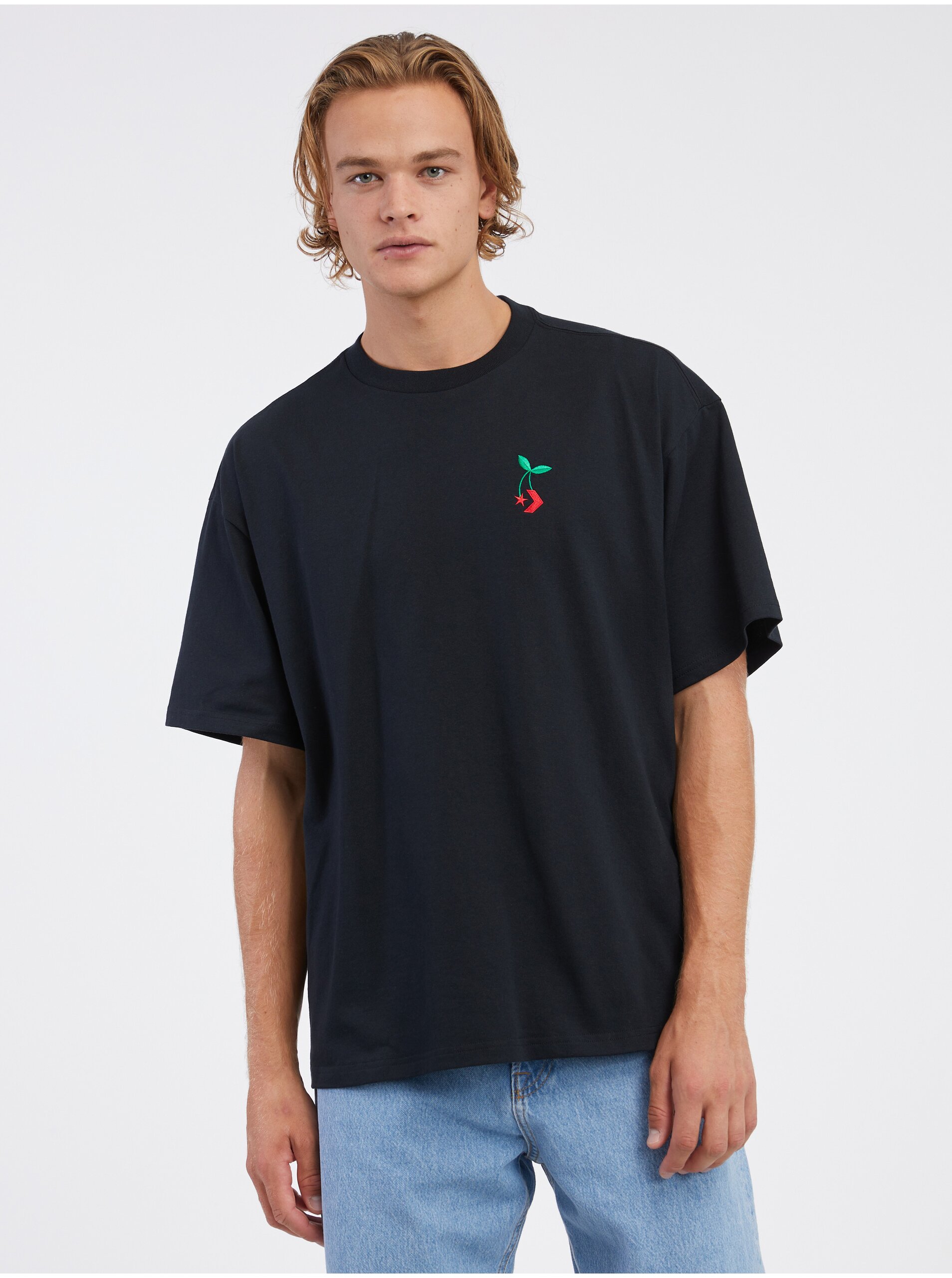 Black Men's T-Shirt Converse Star Chevron Cherry - Men