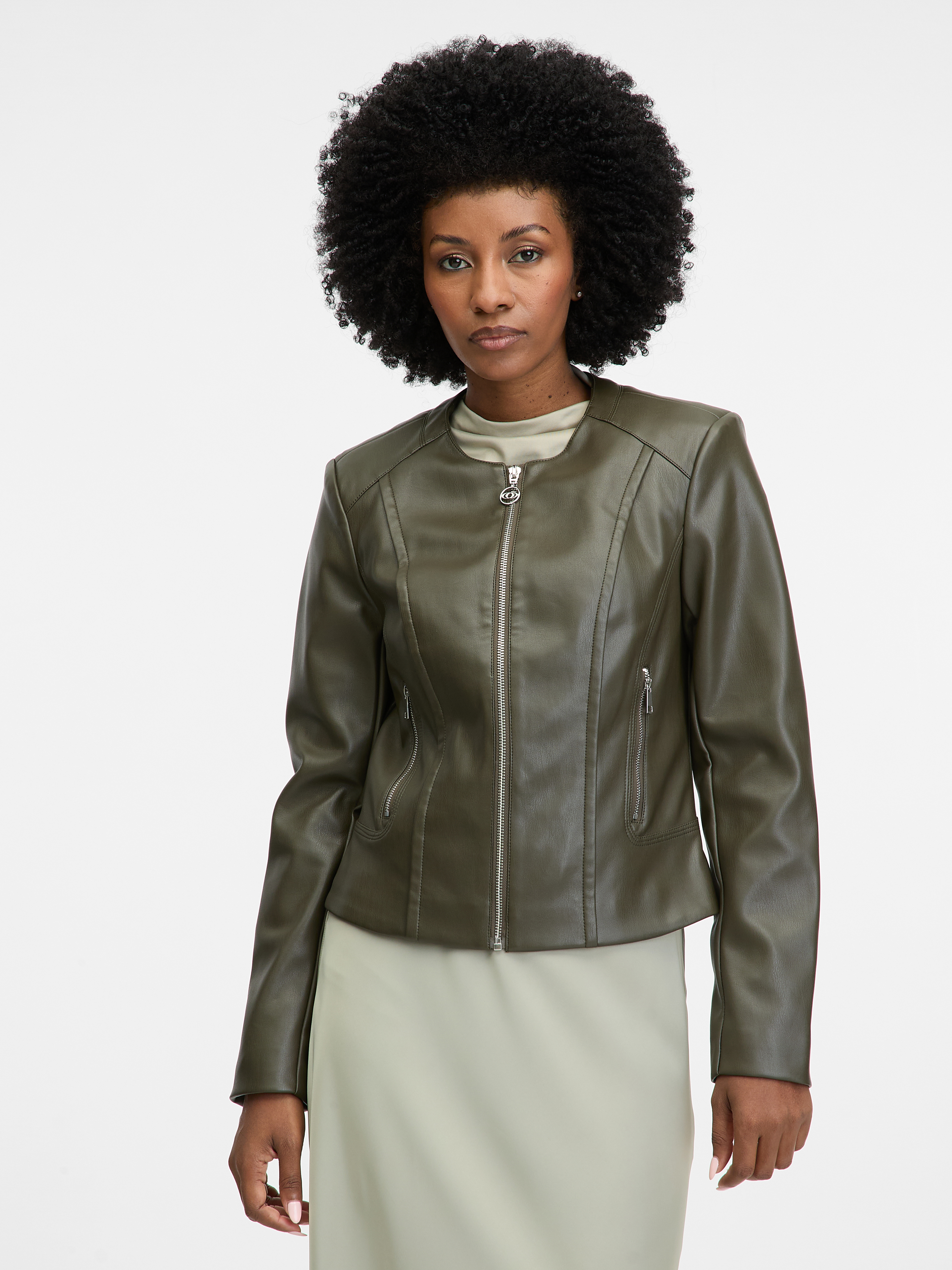 Khaki women's faux leather jacket ORSAY - Women's