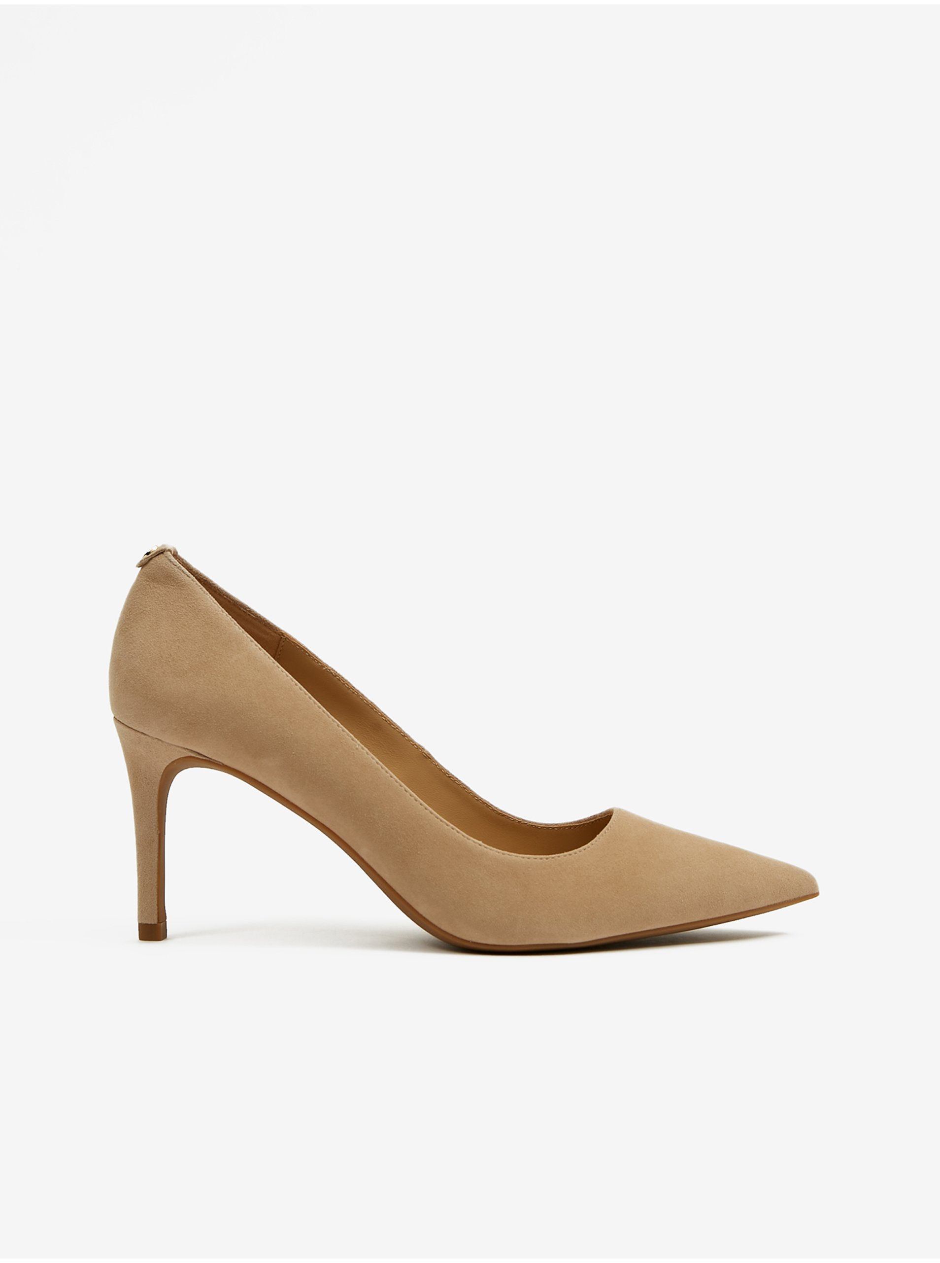 Beige women's leather pumps in suede finish Michael Kors Alina Ladies