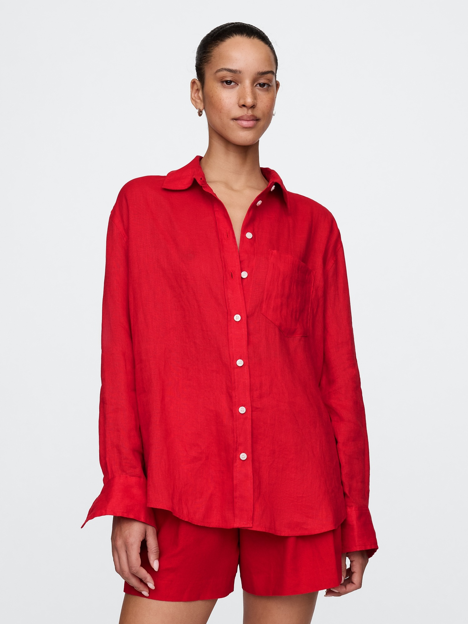 GAP Linen Oversize Shirt Big Shirt - Womens