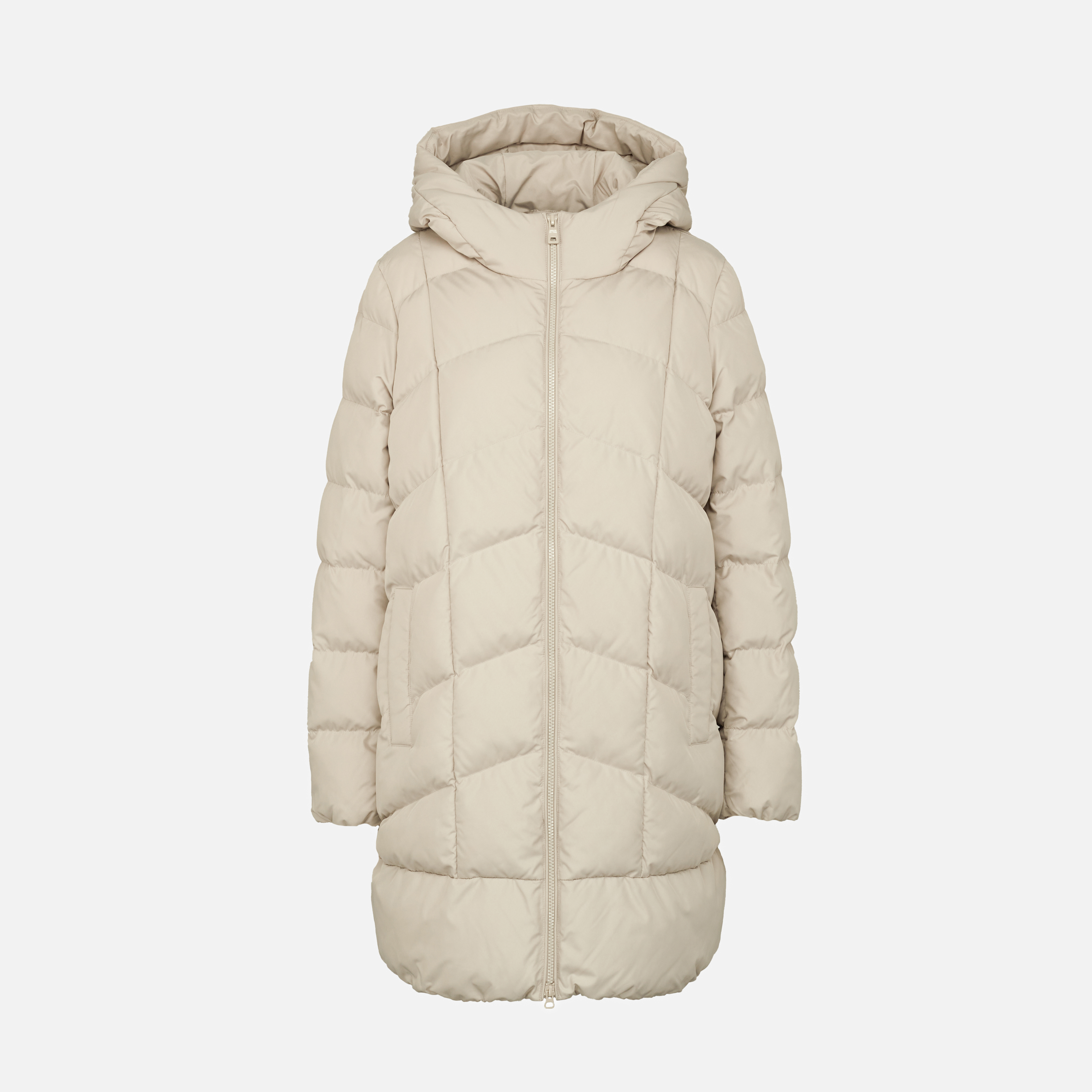Beige womens down jacket Geox Anylla - Womens