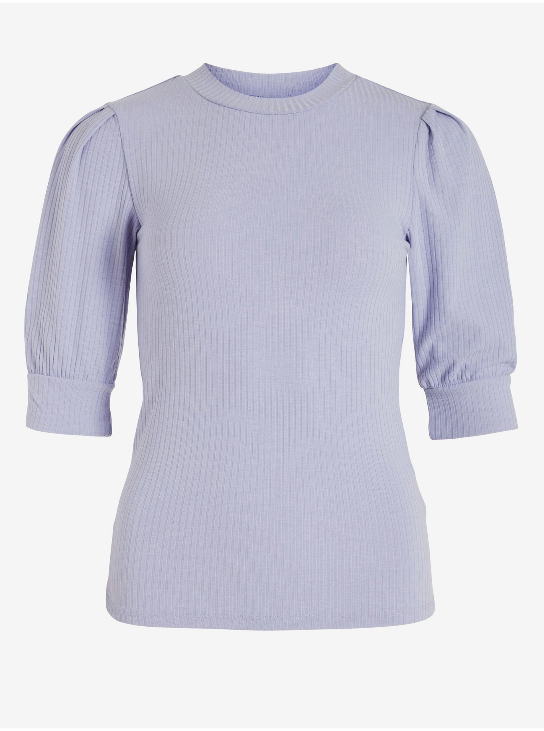 Levně Světle fialové dámské žebrované tričko VILA Felia - Dámské