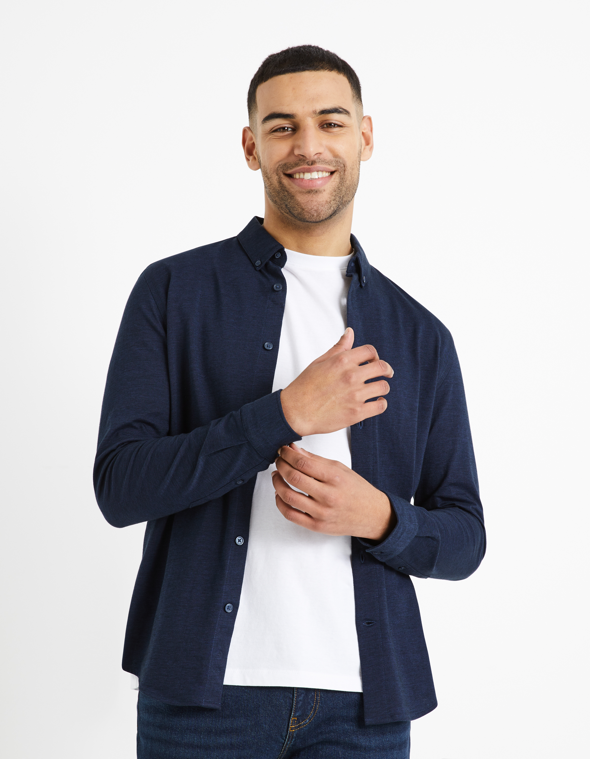 Camasi casual pentru barbati Celio - albastru inchis