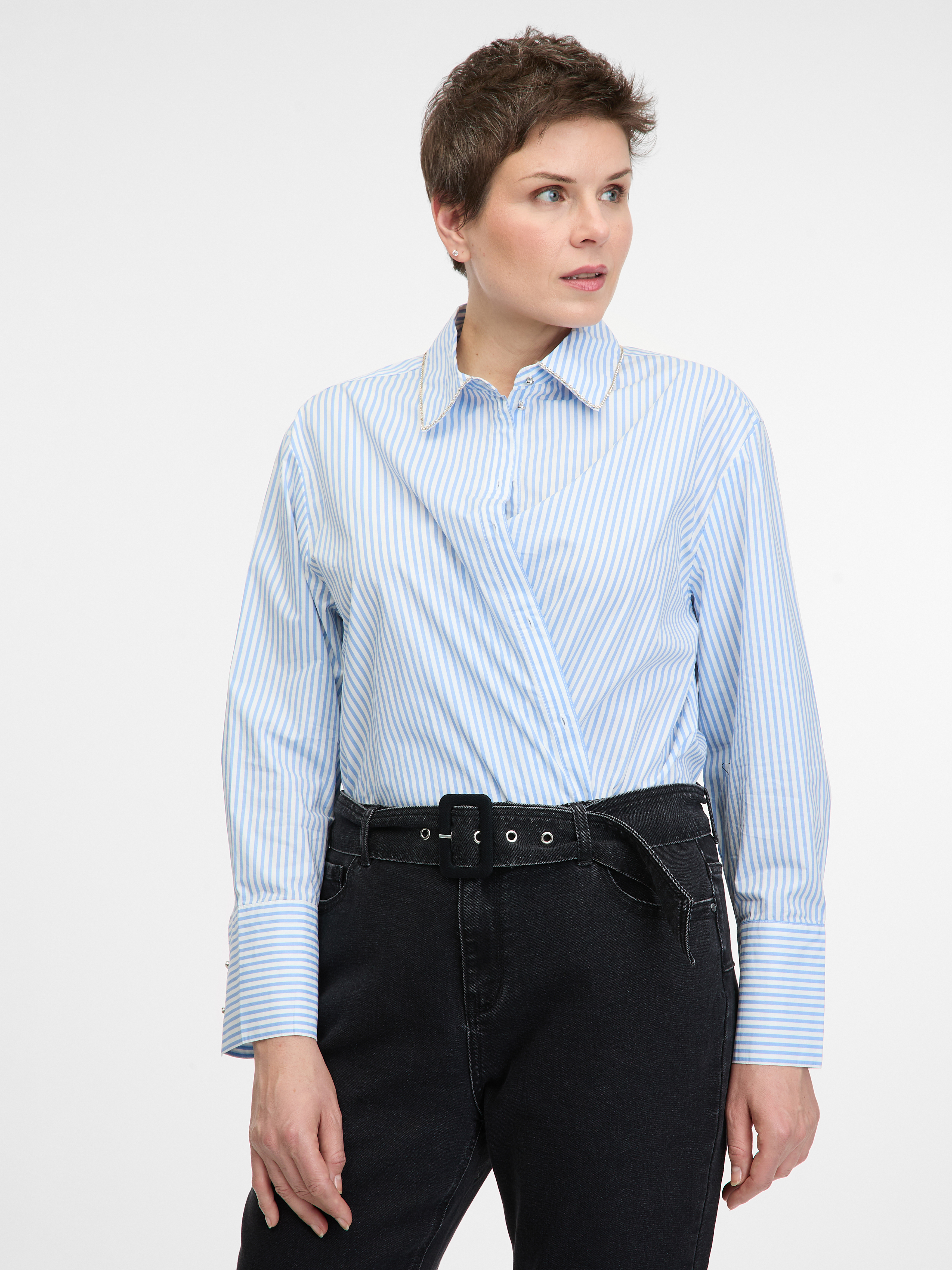 Light blue women&#039;s striped shirt ORSAY - Women&#039;s