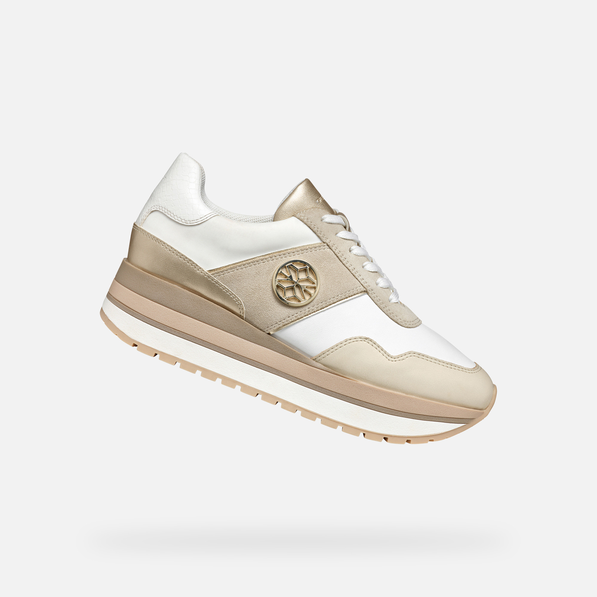 White womens sneakers Geox Nekency - Womens