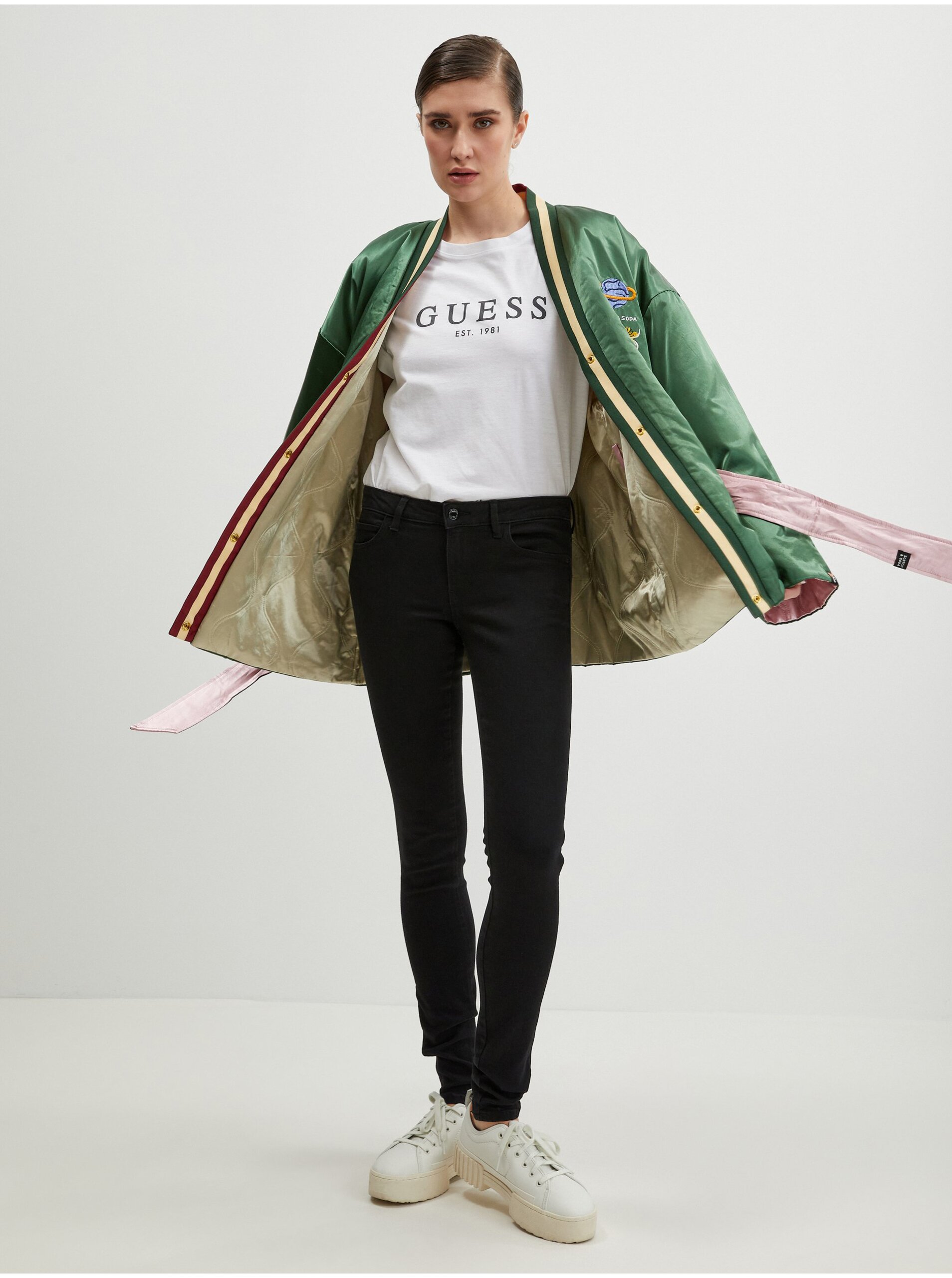 Skinny fit pentru femei Guess - negru