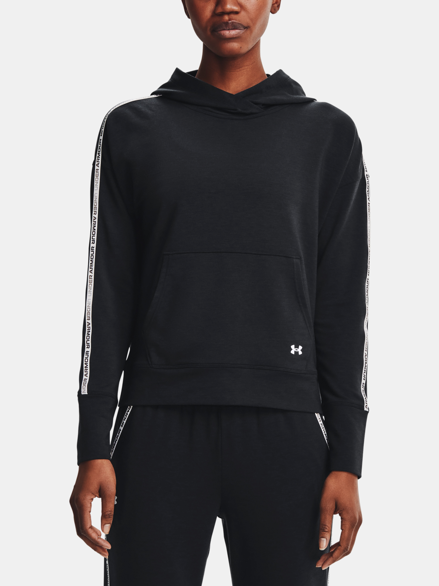 Under Armour MIkina Rival Terry Taped Hoodie-BLK - Women's