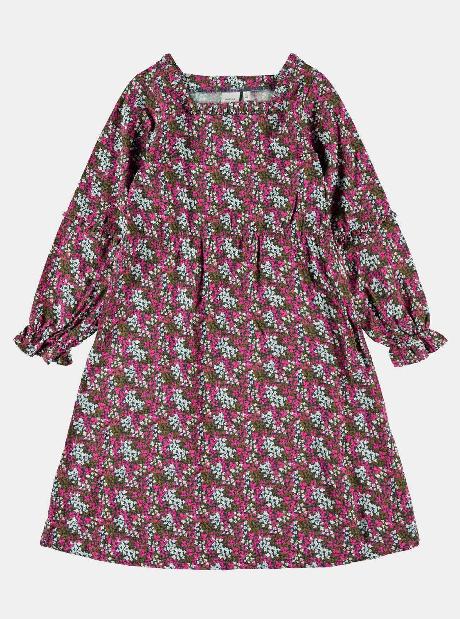 Green-pink girly floral dress name it Nolah - unisex