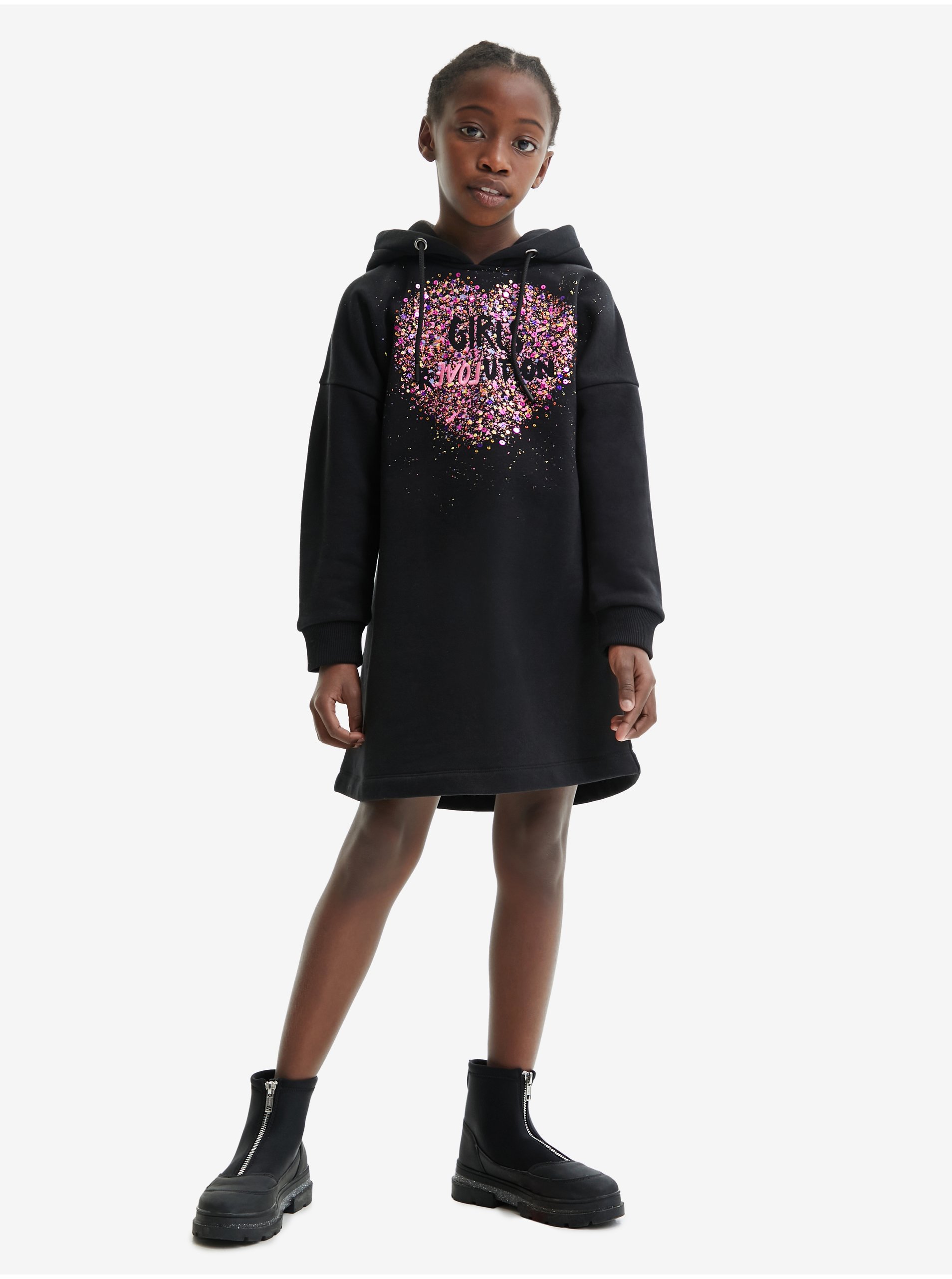 Black Girls’ Sweatshirt Dress Desigual Ariza – Girls