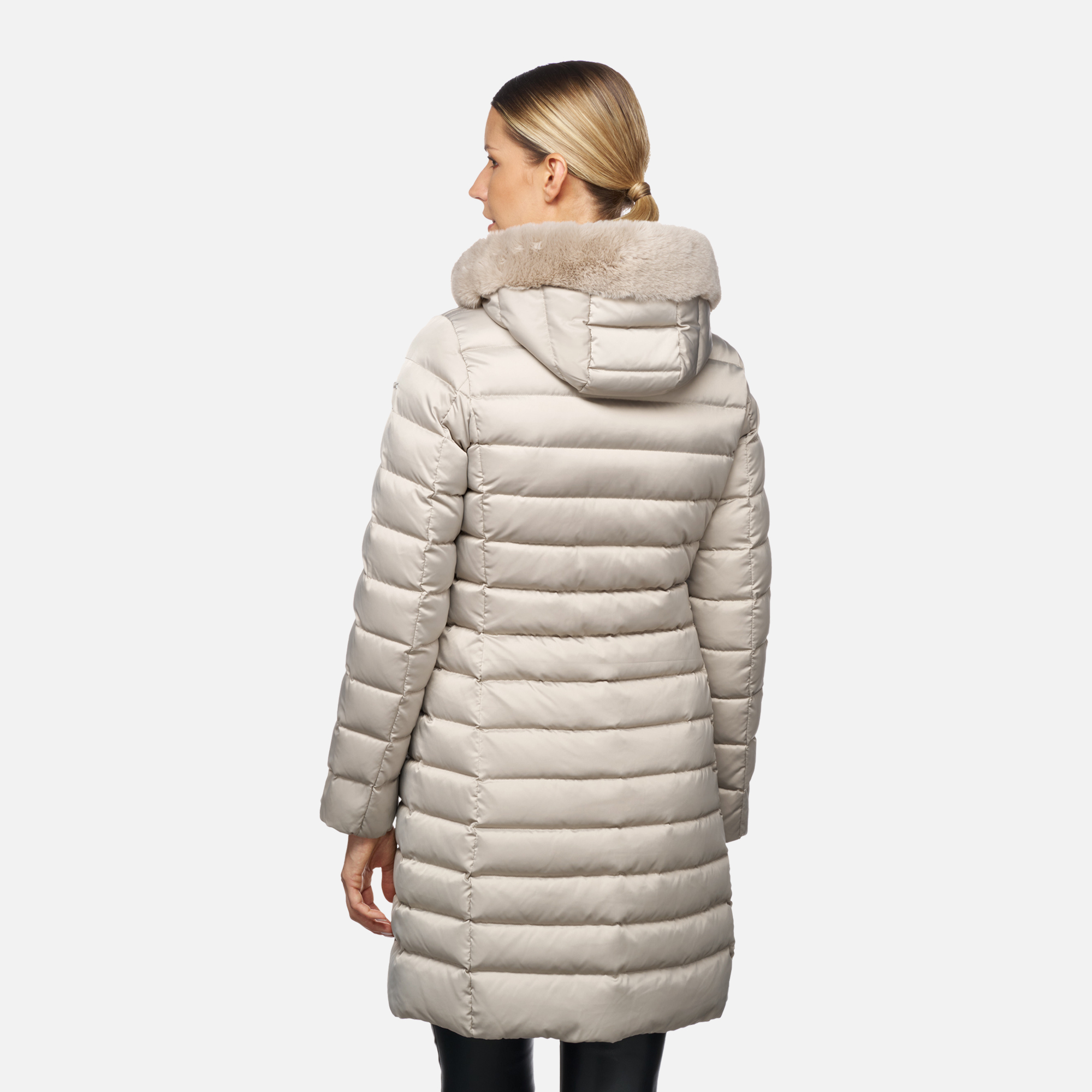 Beige women's down jacket Geox Bettanie - Women's