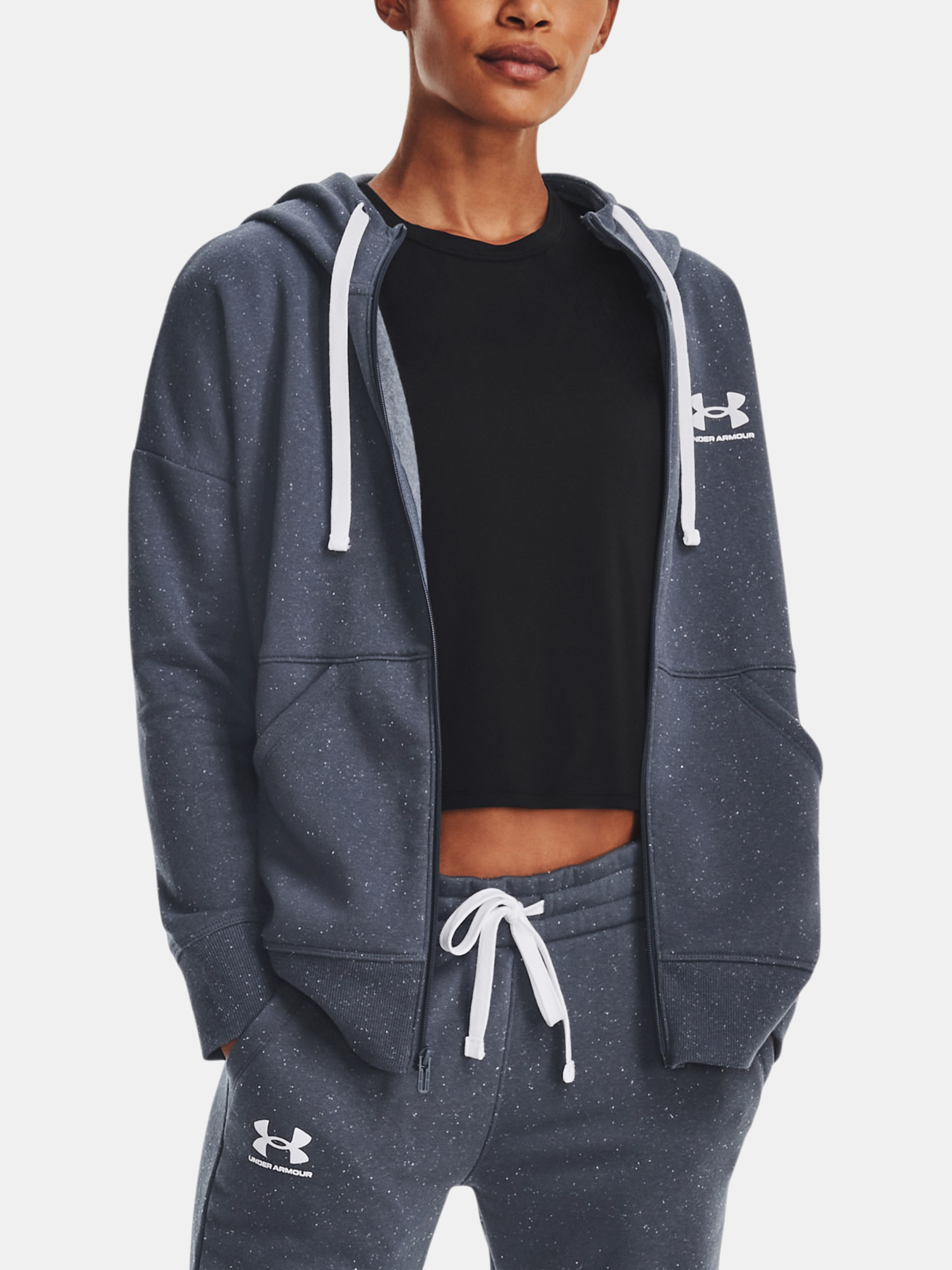 Under Armour Sweatshirt Rival Fleece FZ Hoodie-GRY - Women