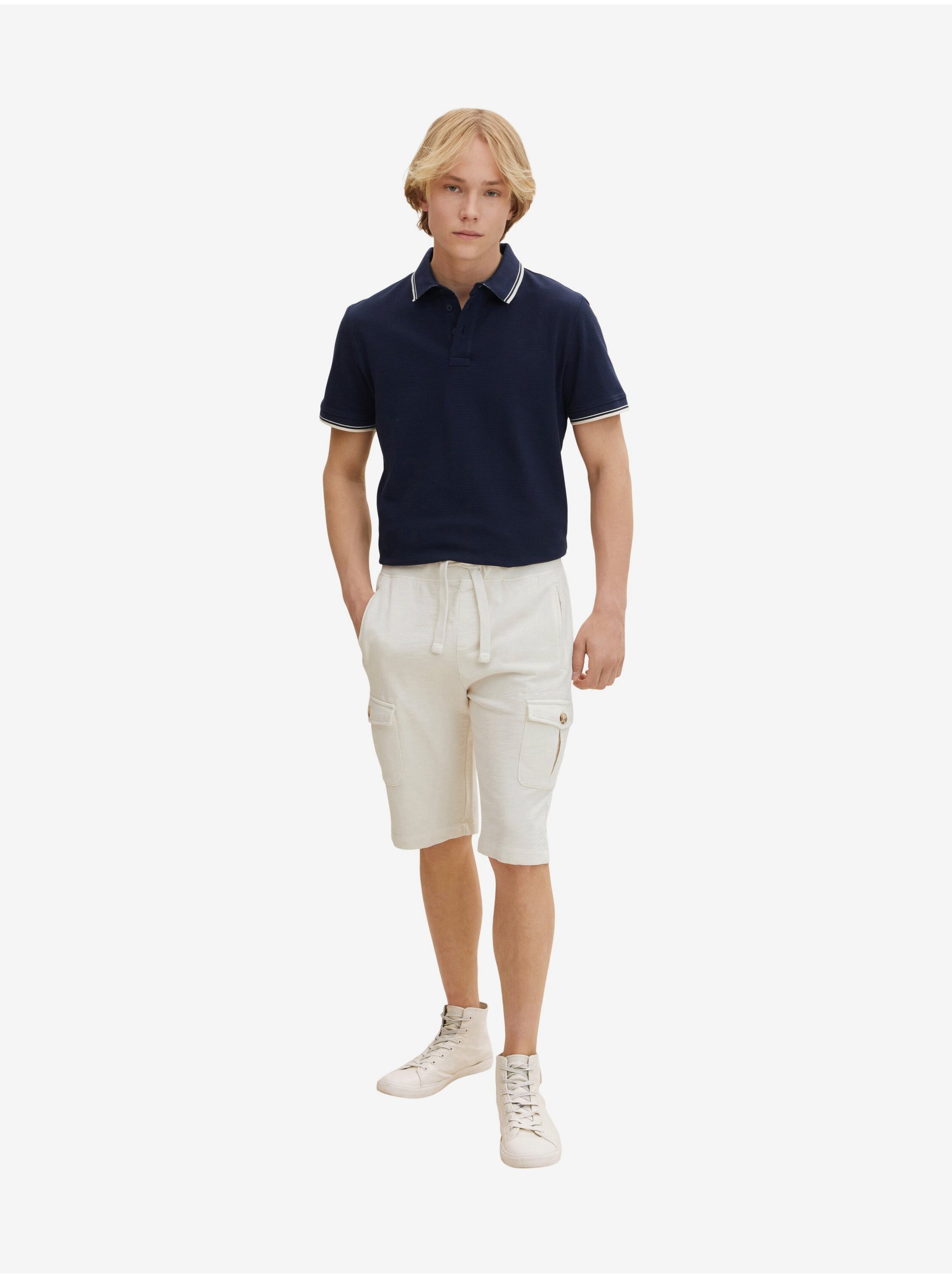 Cream Mens Sweatpants Shorts with Pockets Tom Tailor - Men