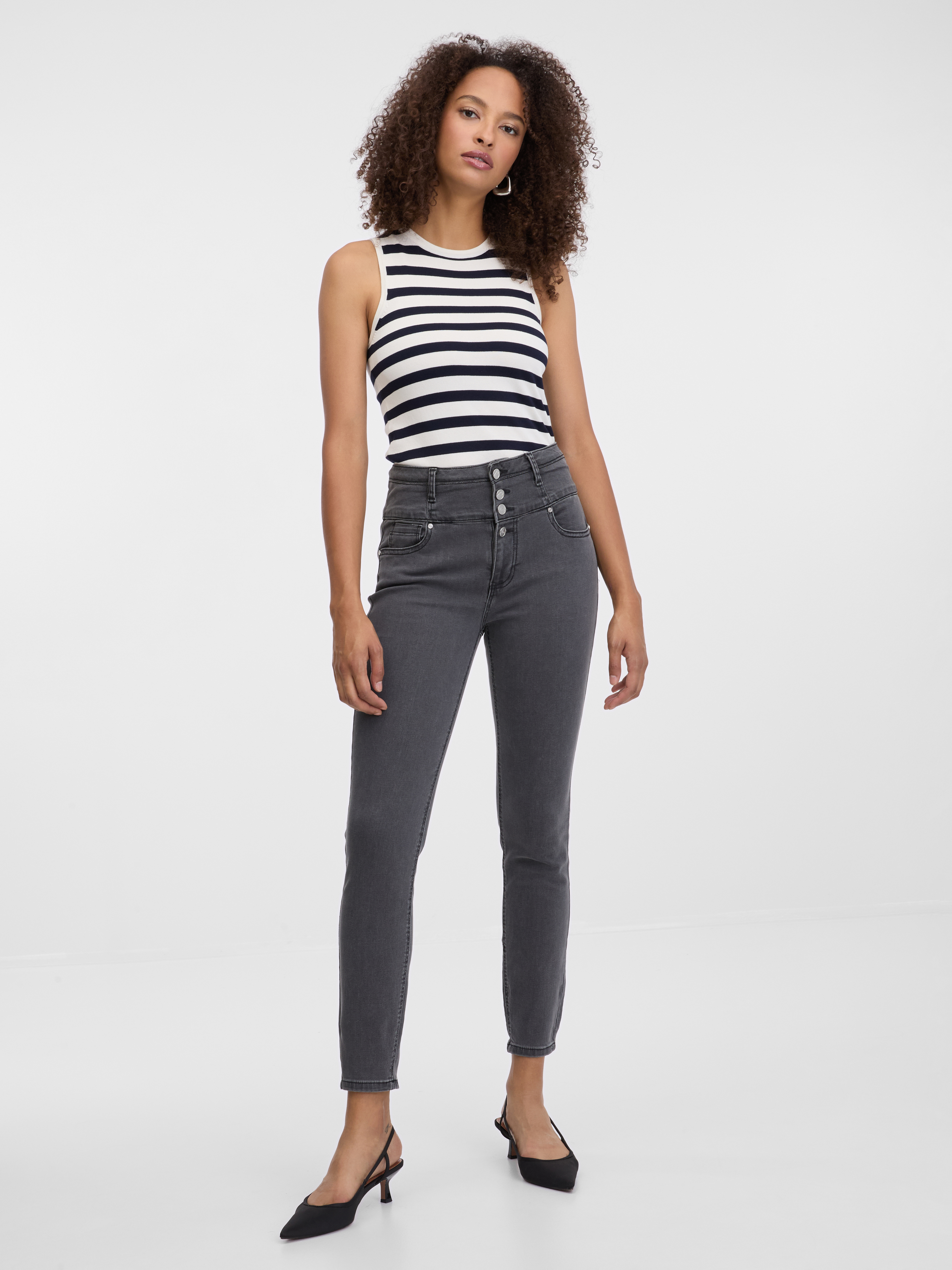 Dark grey womens skinny fit jeans ORSAY - Womens