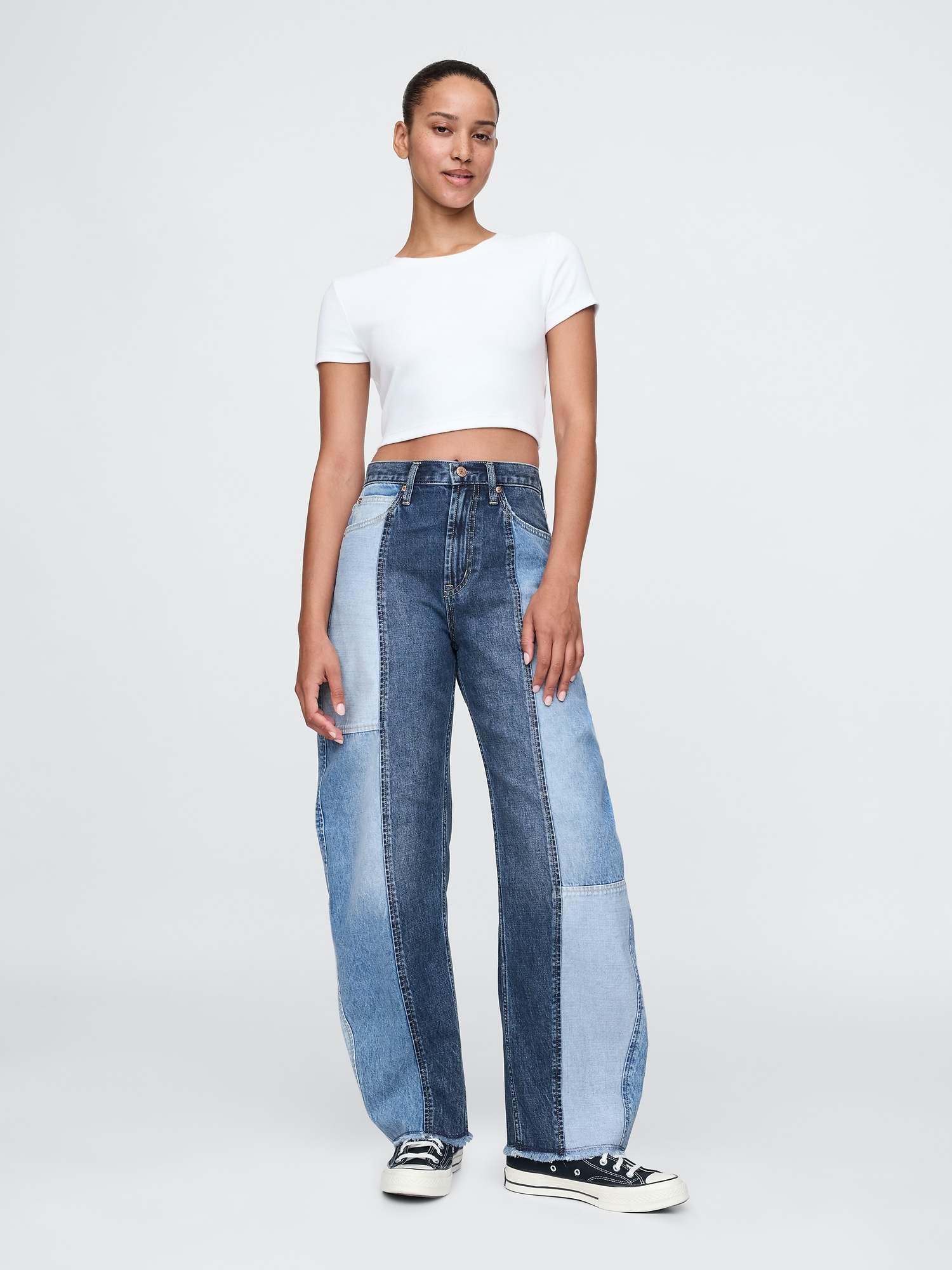 GAP Jeans Barrel High Rise Patchwork - Women's