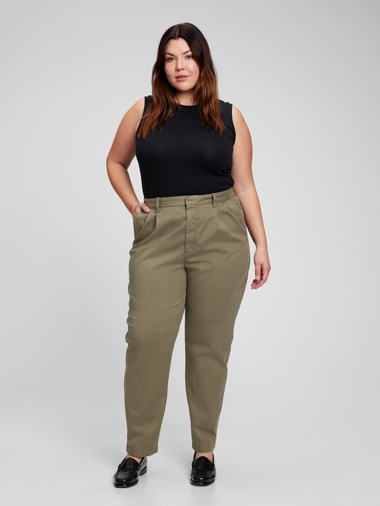 Pantaloni chino pentru femei GAP - verde