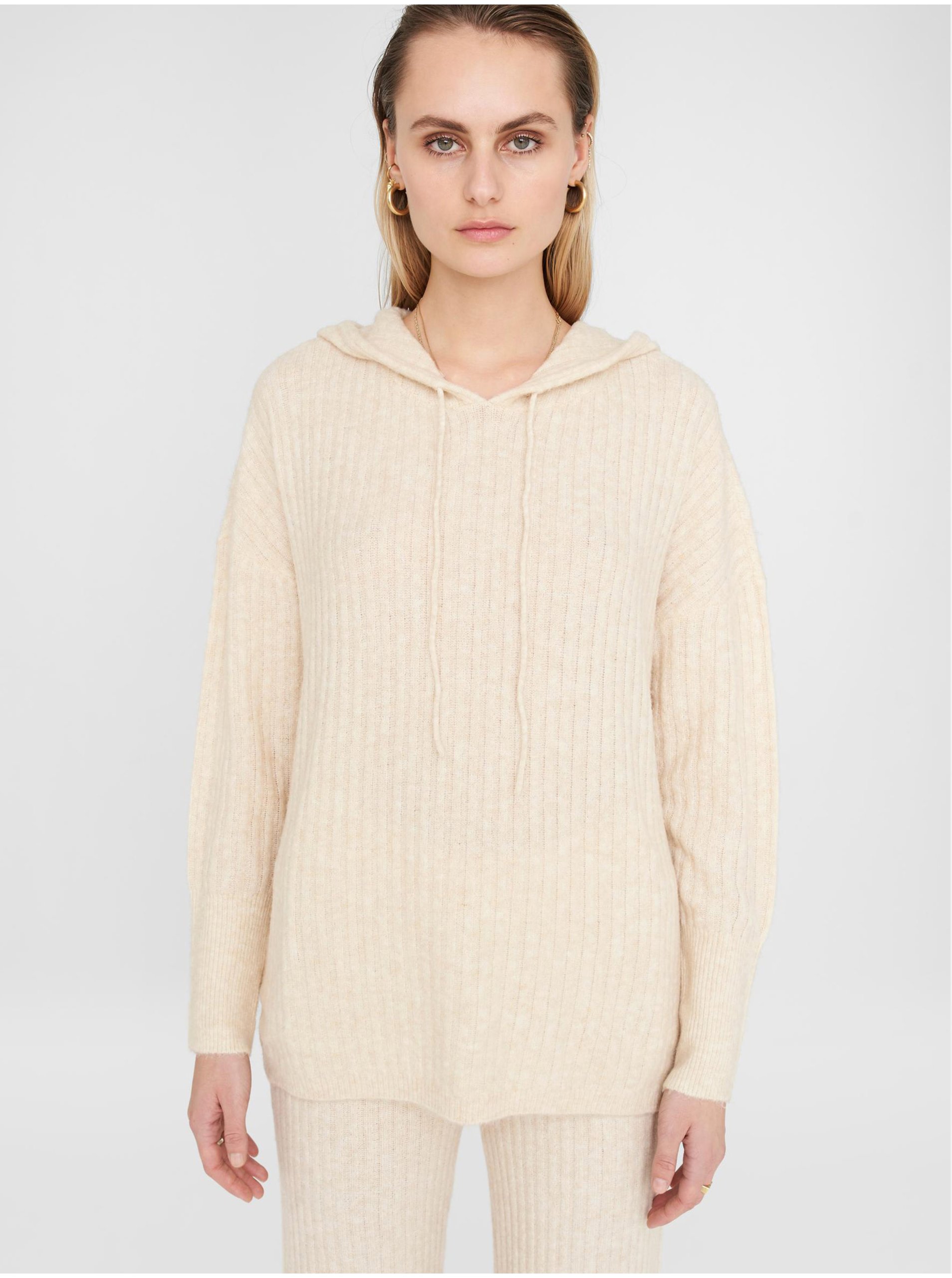 Cream Hooded Sweater Noisy May Ally - Women