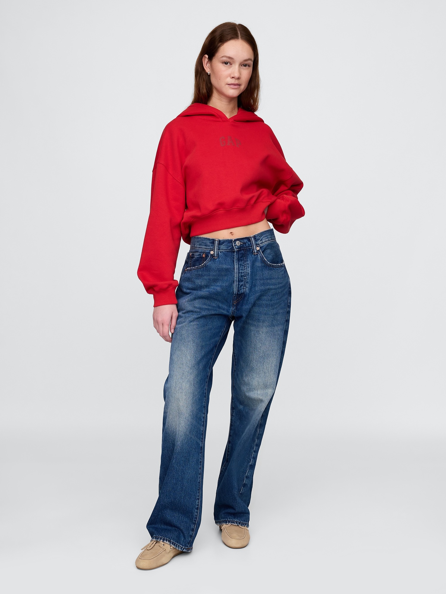 GAP Hoodie Logo Cropped Americana - Women&#039;s