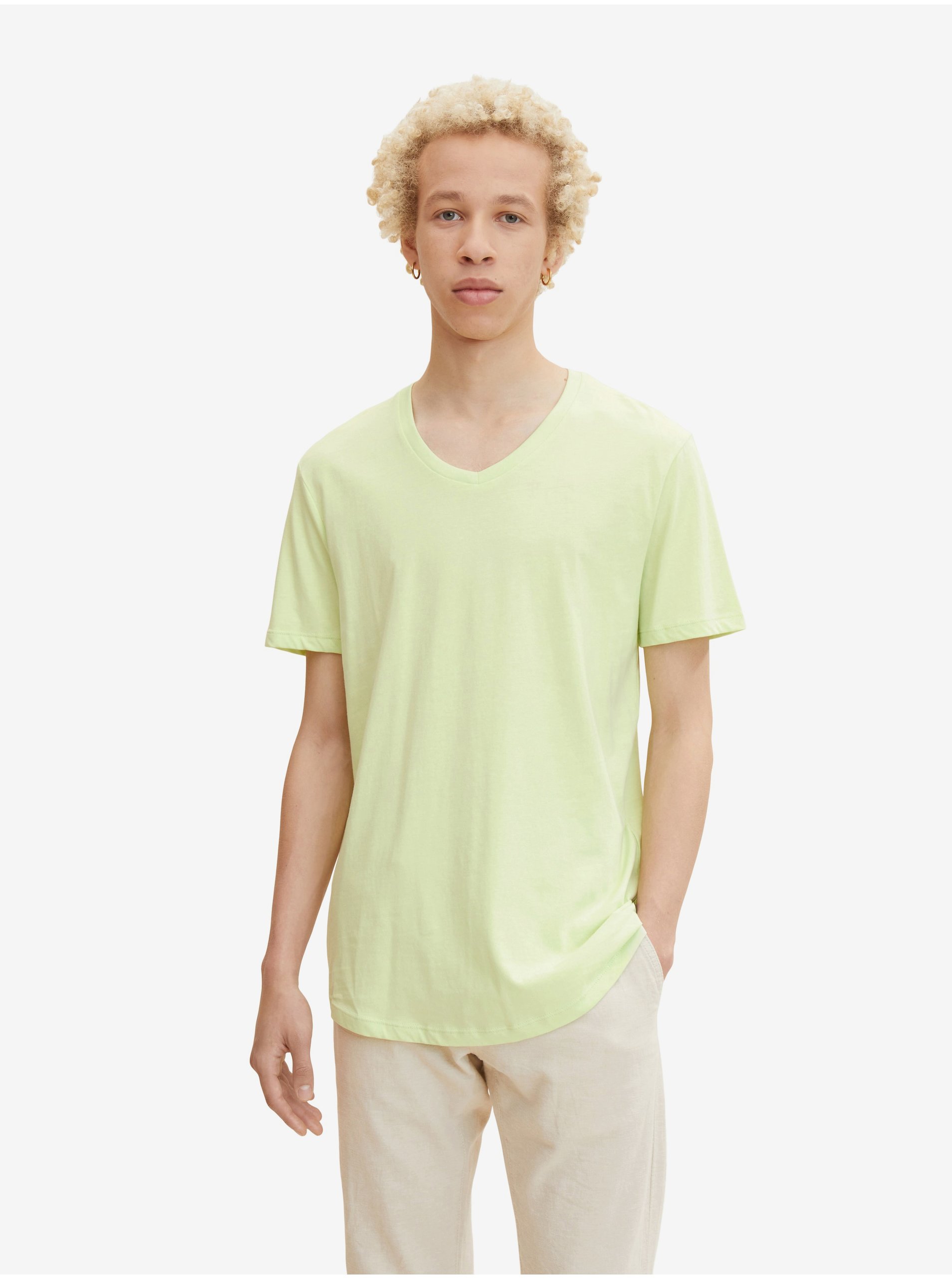 Light Green Man Basic T-Shirt Tom Tailor Denim - Men