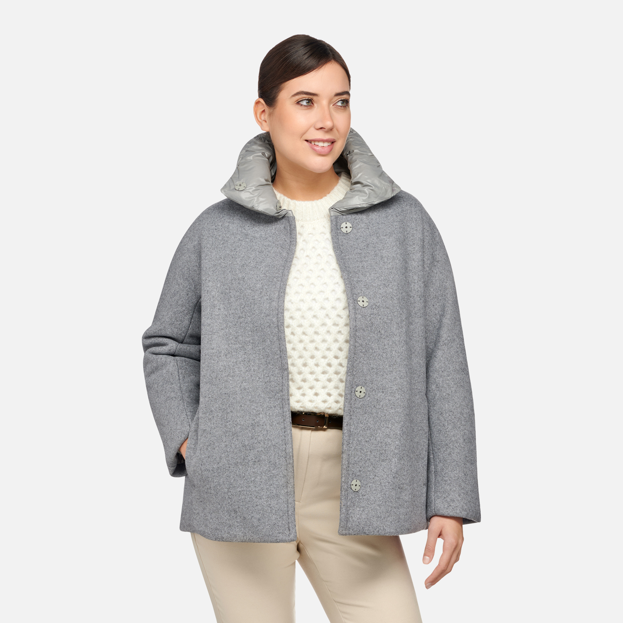 Grey Women's Jacket Geox Diamanta - Ladies