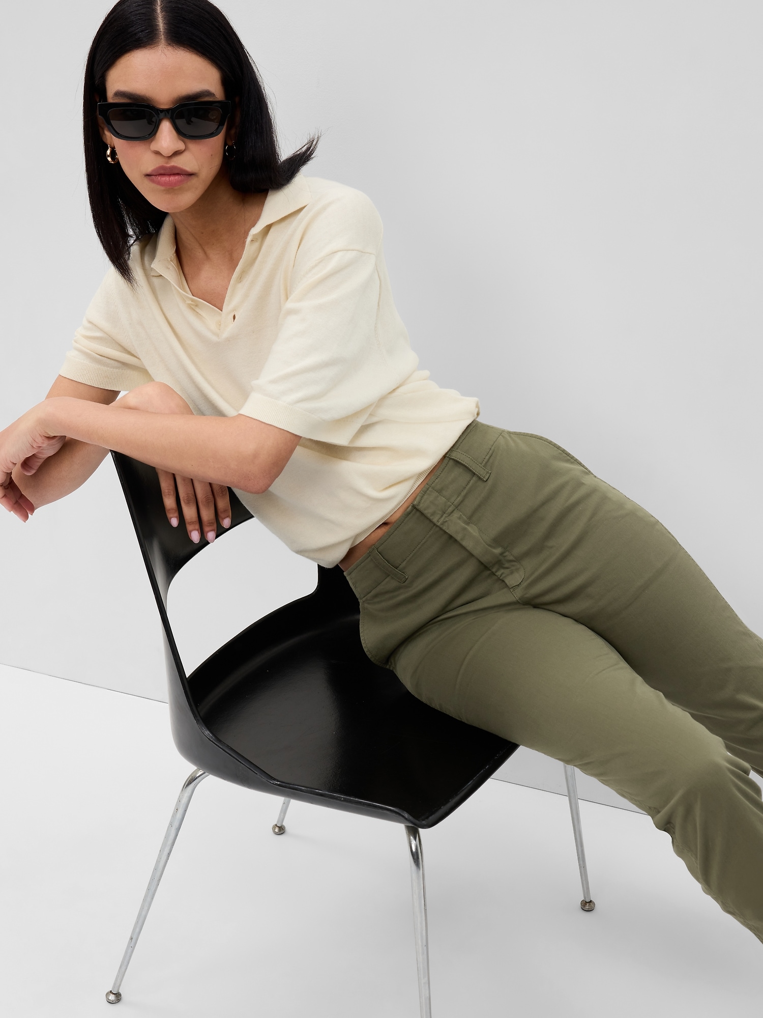 Pantaloni chino pentru femei GAP - verde