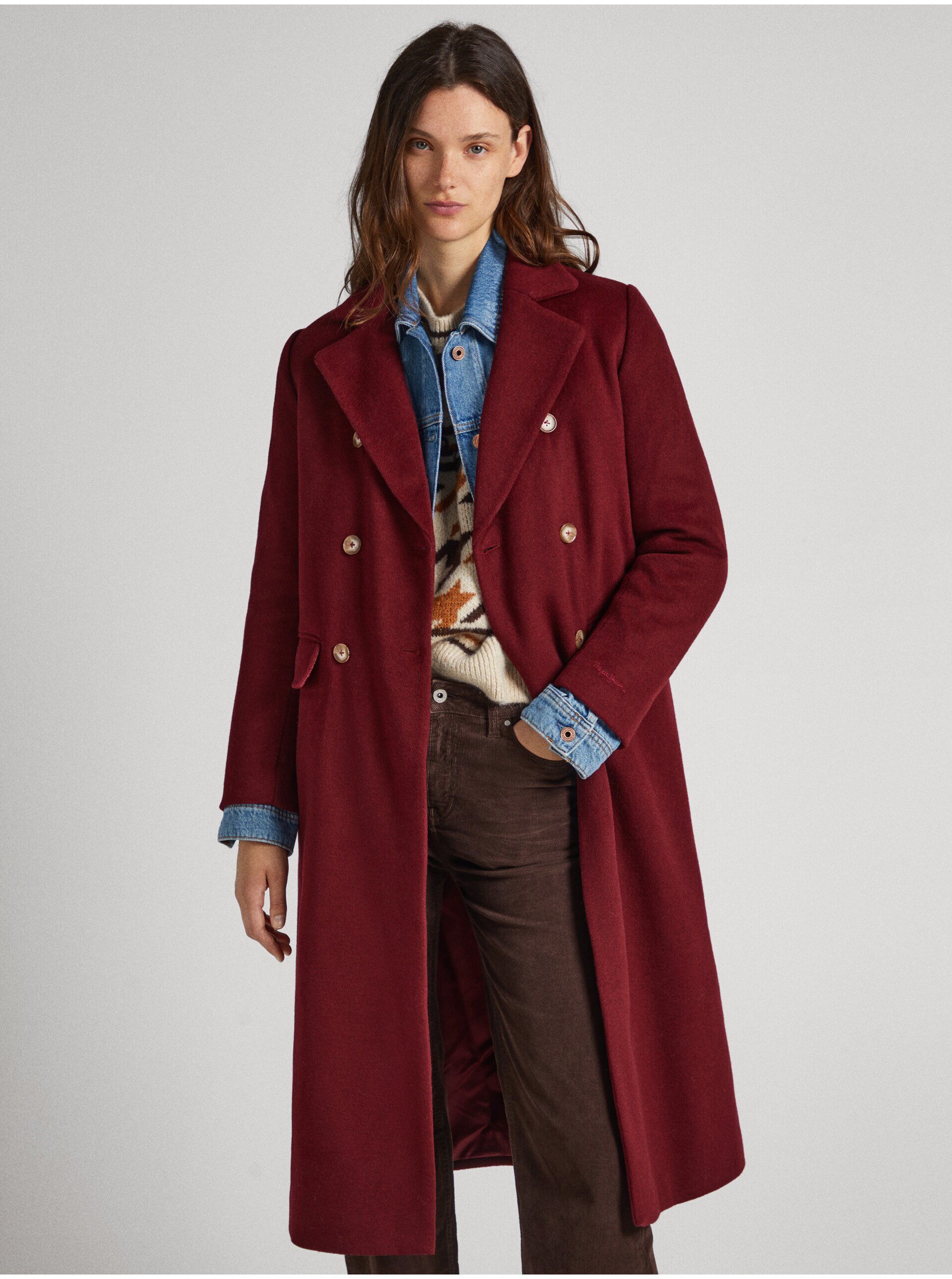 Burgundy women's coat Pepe Jeans Madison - Women