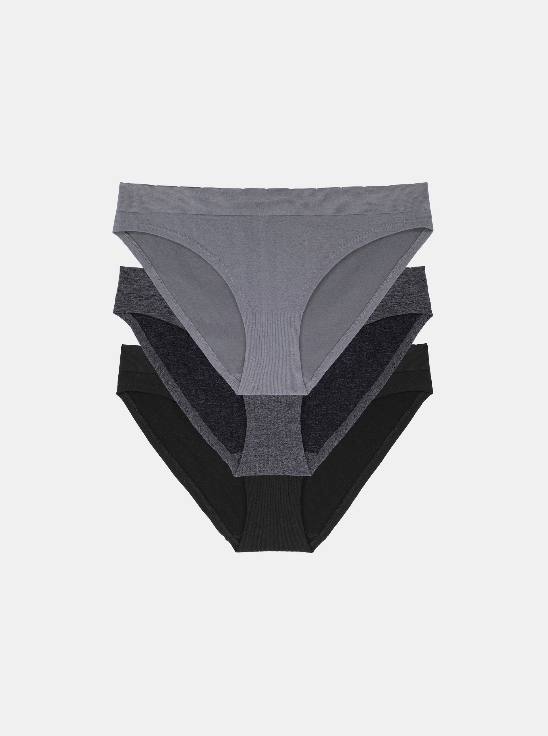 Set of three panties in black and grey DORINA - Ladies