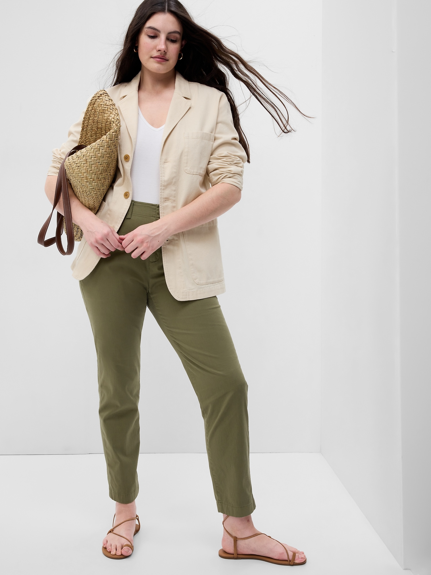Pantaloni chino pentru femei GAP - verde