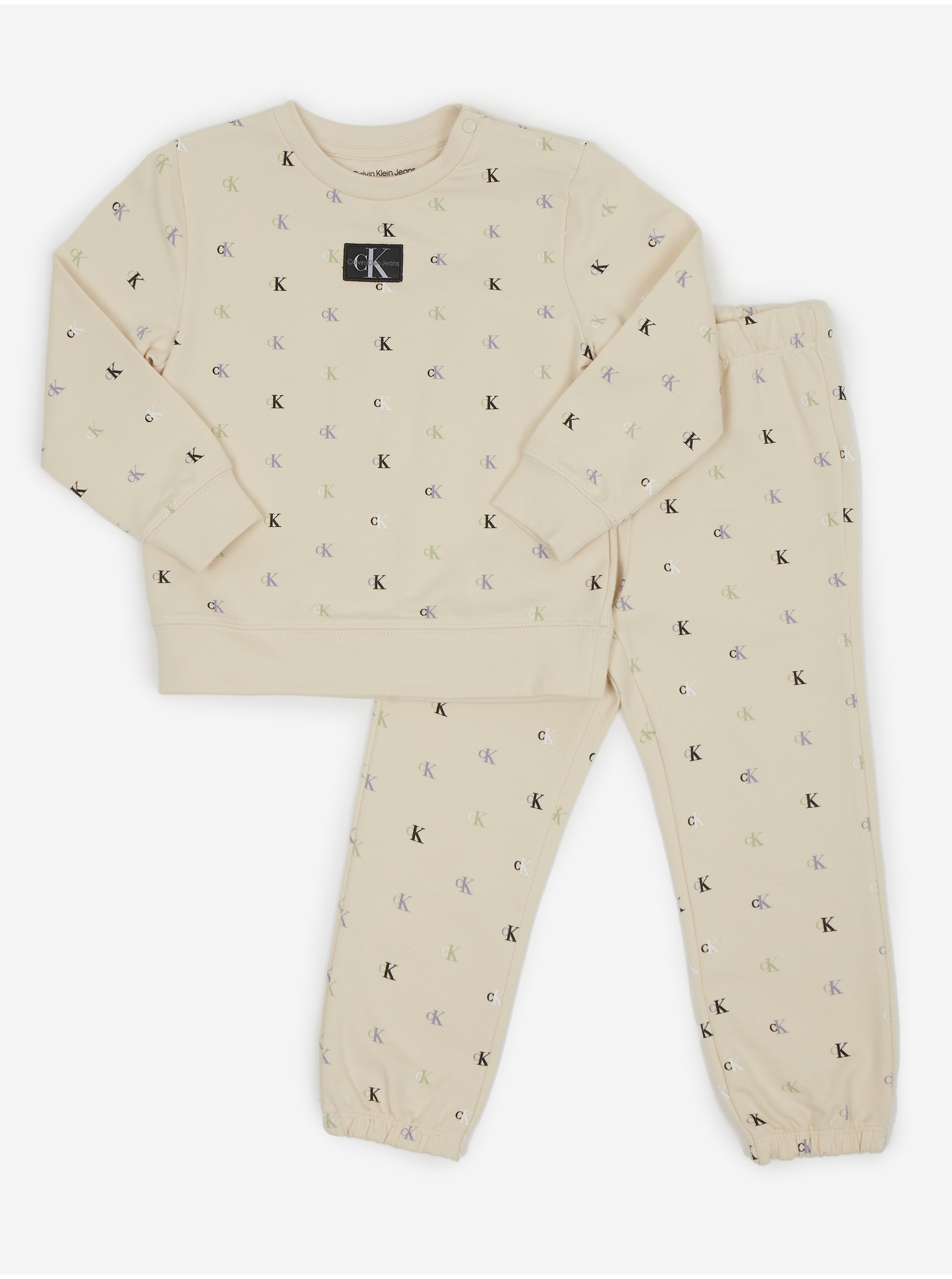 Beige girly patterned tracksuit Calvin Klein Jeans - Girls