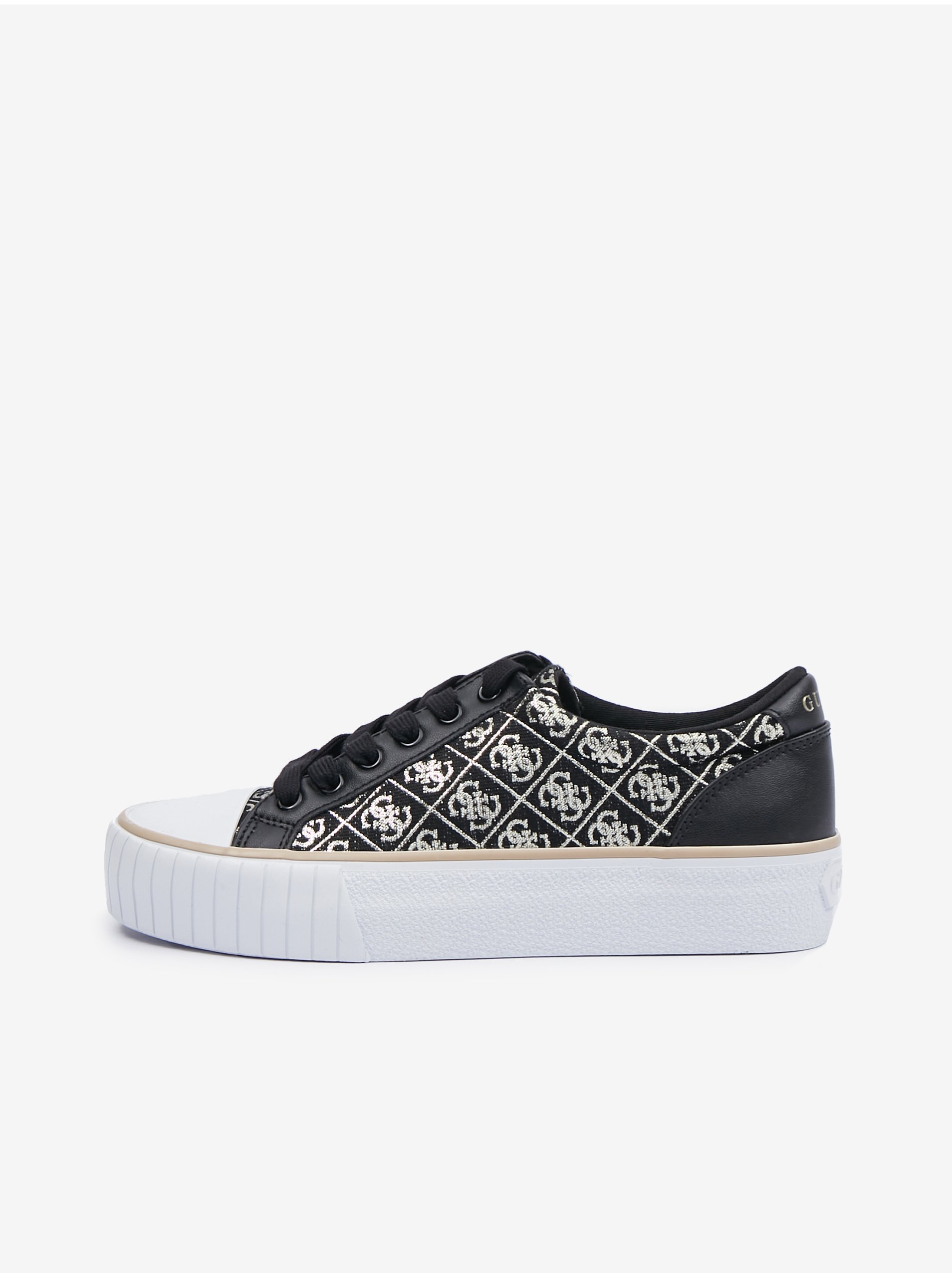 Black Womens Patterned Sneakers Guess Nortin - Women