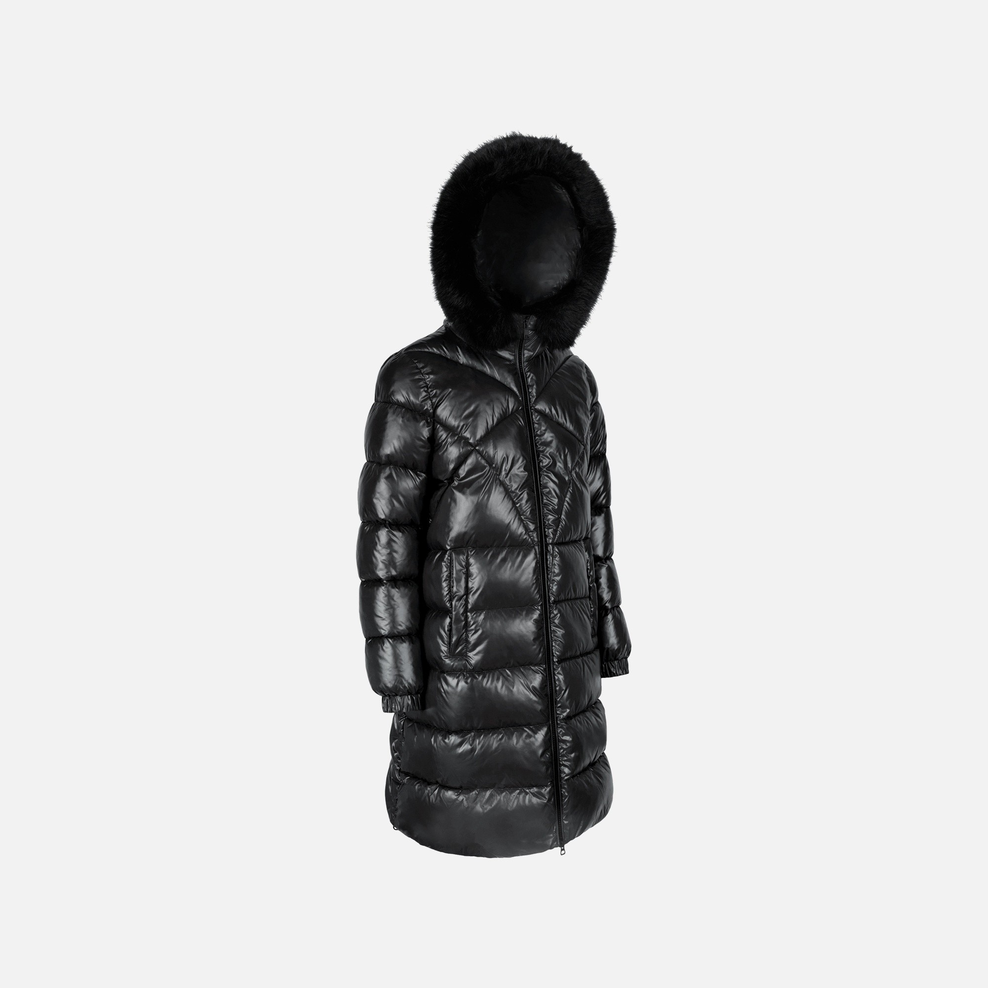 Geacă neagră cu puf pentru femei Geox Backsie