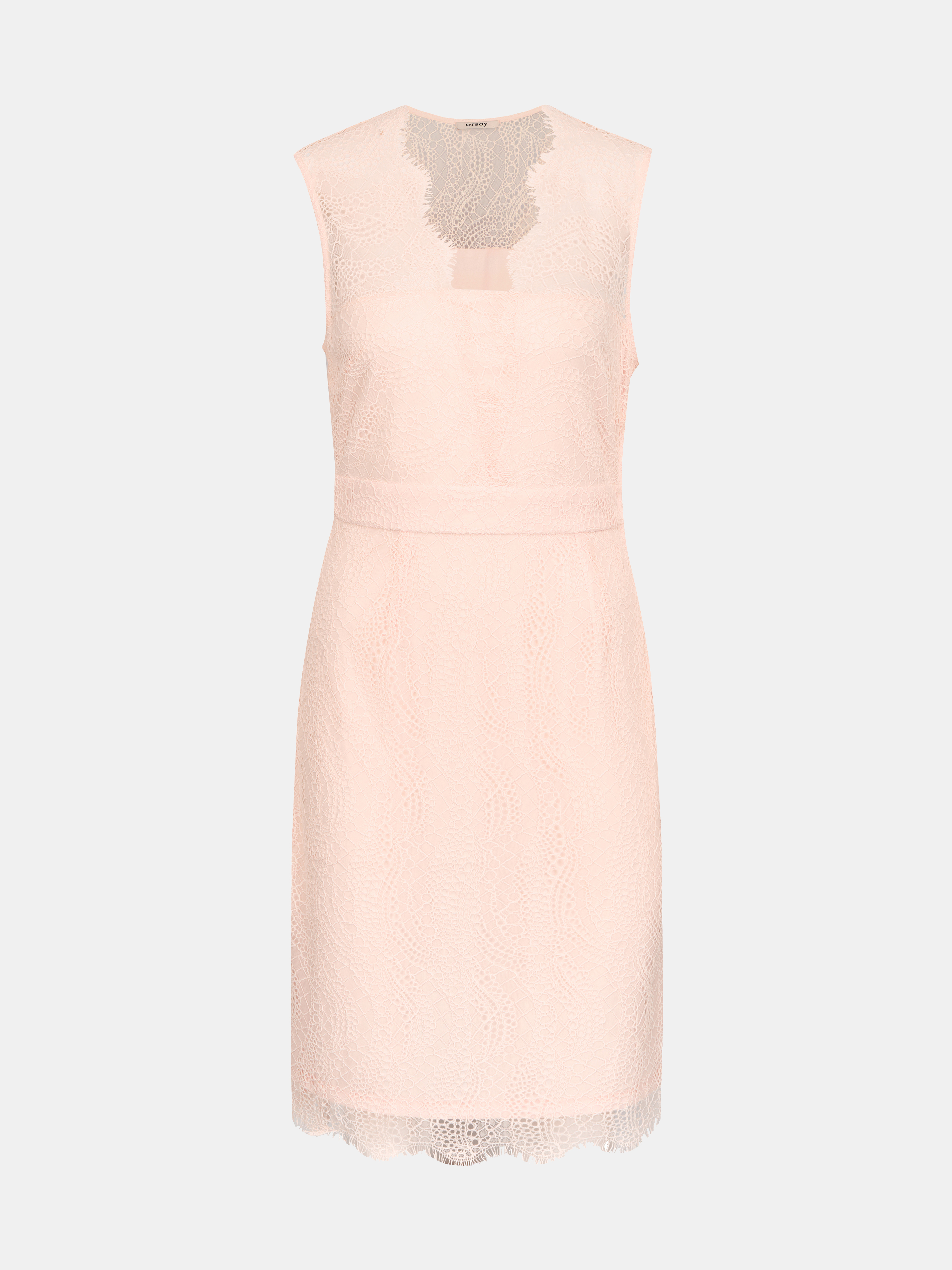 Světle růžové krajkové pouzdrové šaty