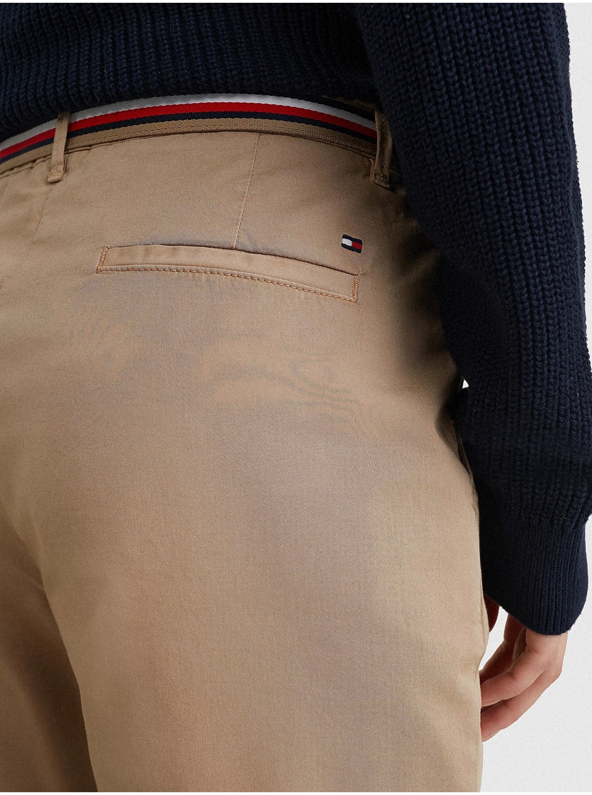 Béžové dámske chino nohavice s opaskom Tommy Hilfiger Hailey