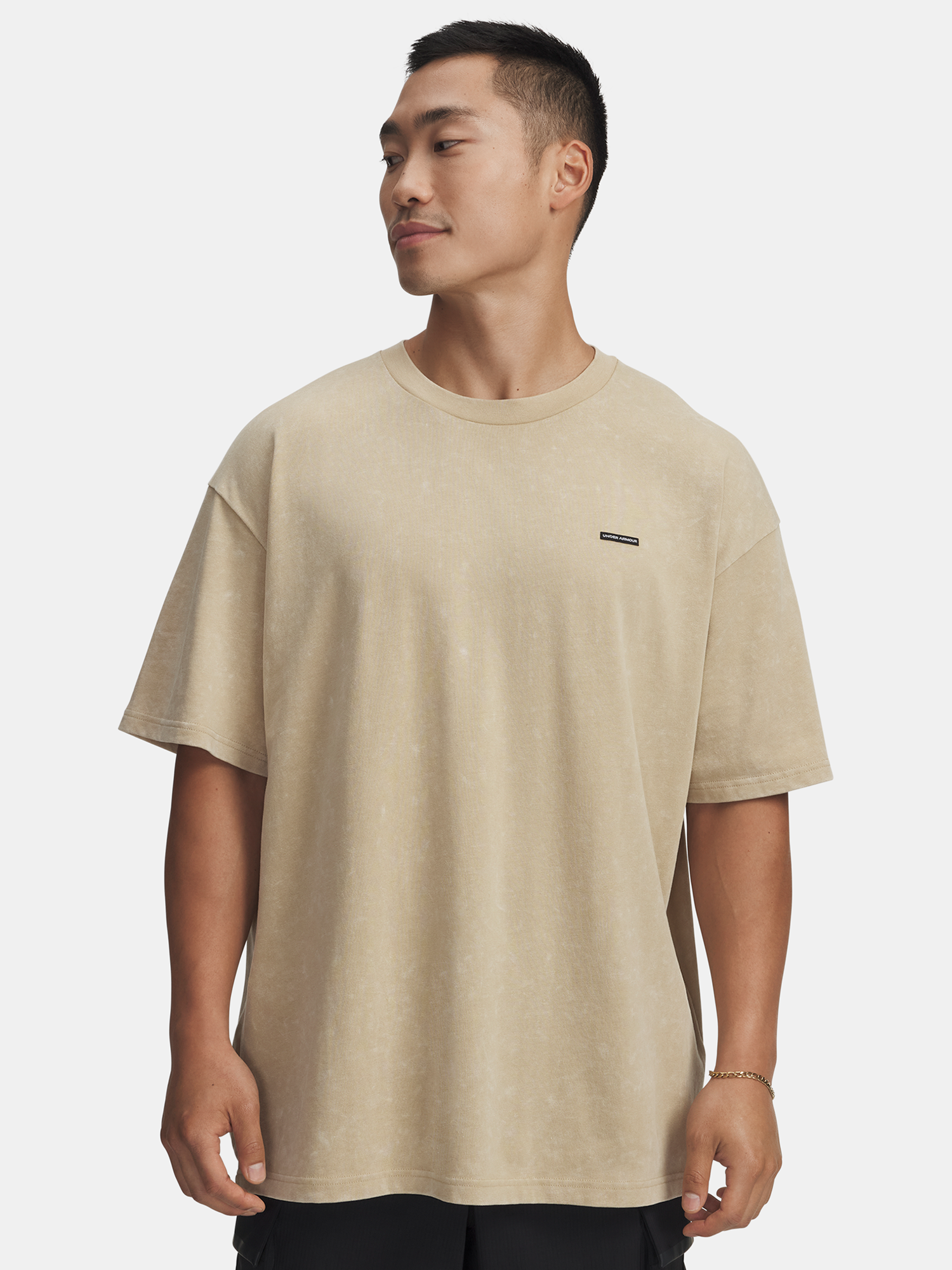 Mens Under Armour UA M HW OS LOGO WASH SS-BRN - Mens T-Shirt