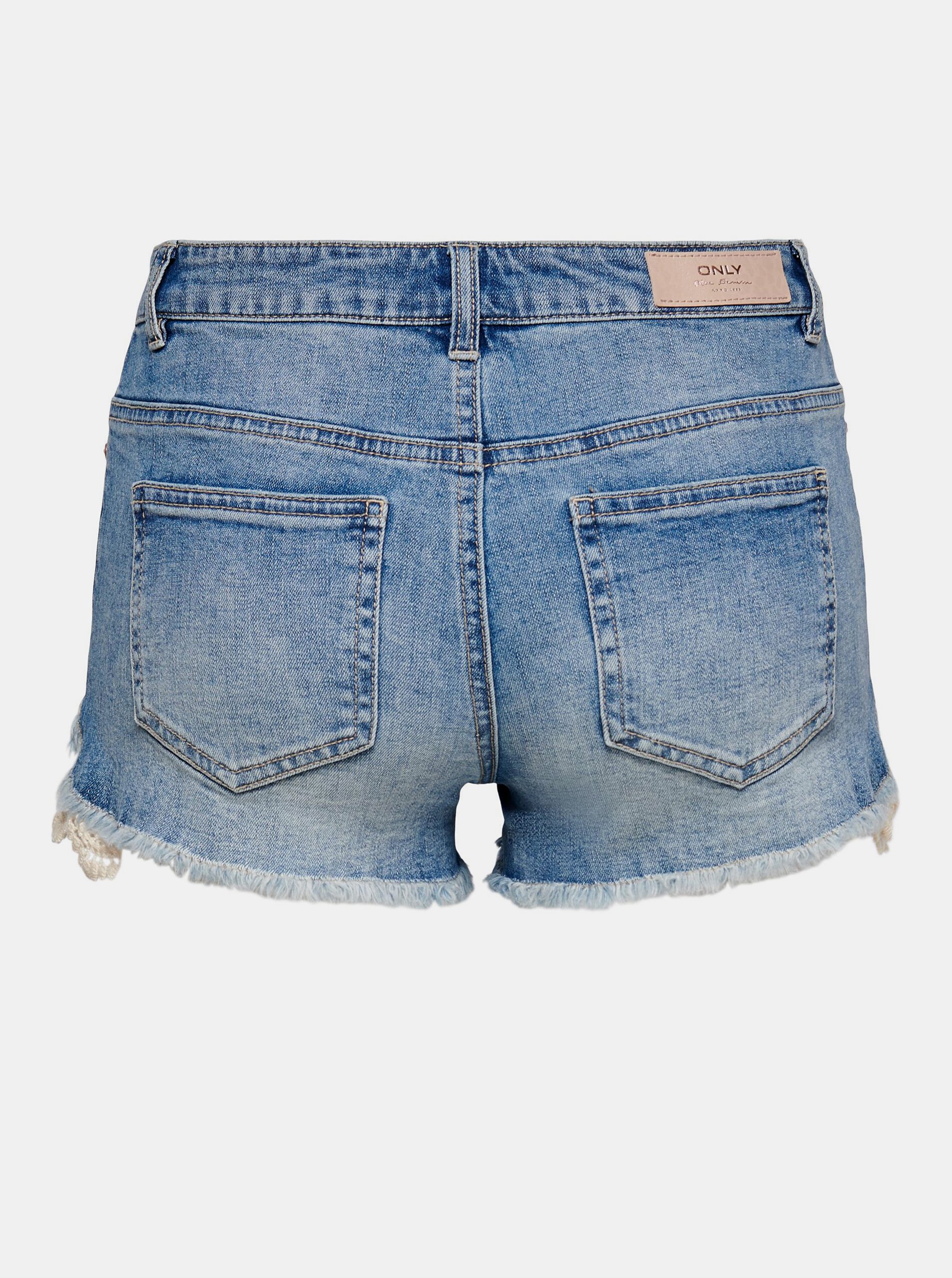 Blue Denim Shorts with Lace Details ONLY Carmen - Women