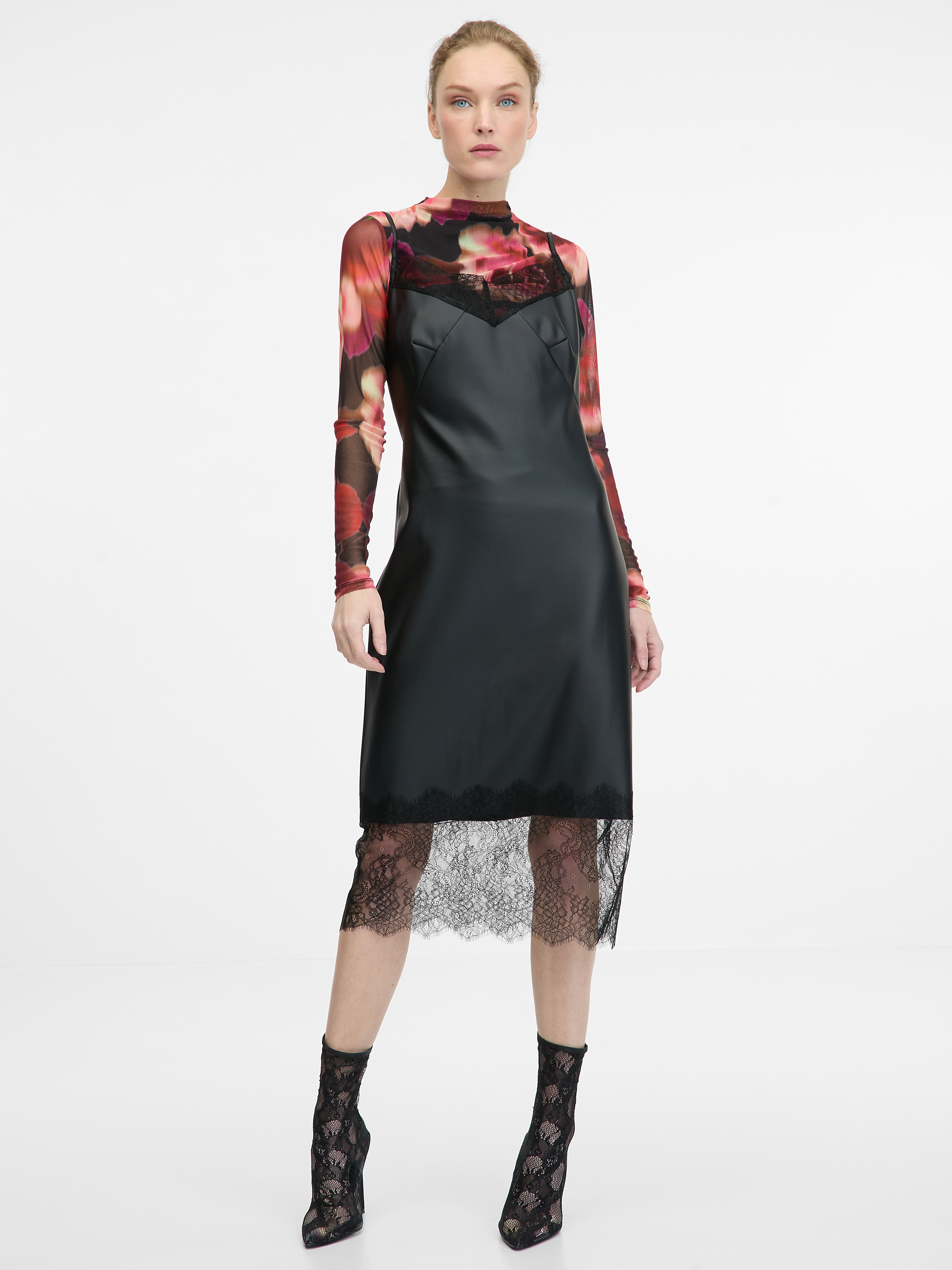 Black women's leatherette midi dress ORSAY - Women's