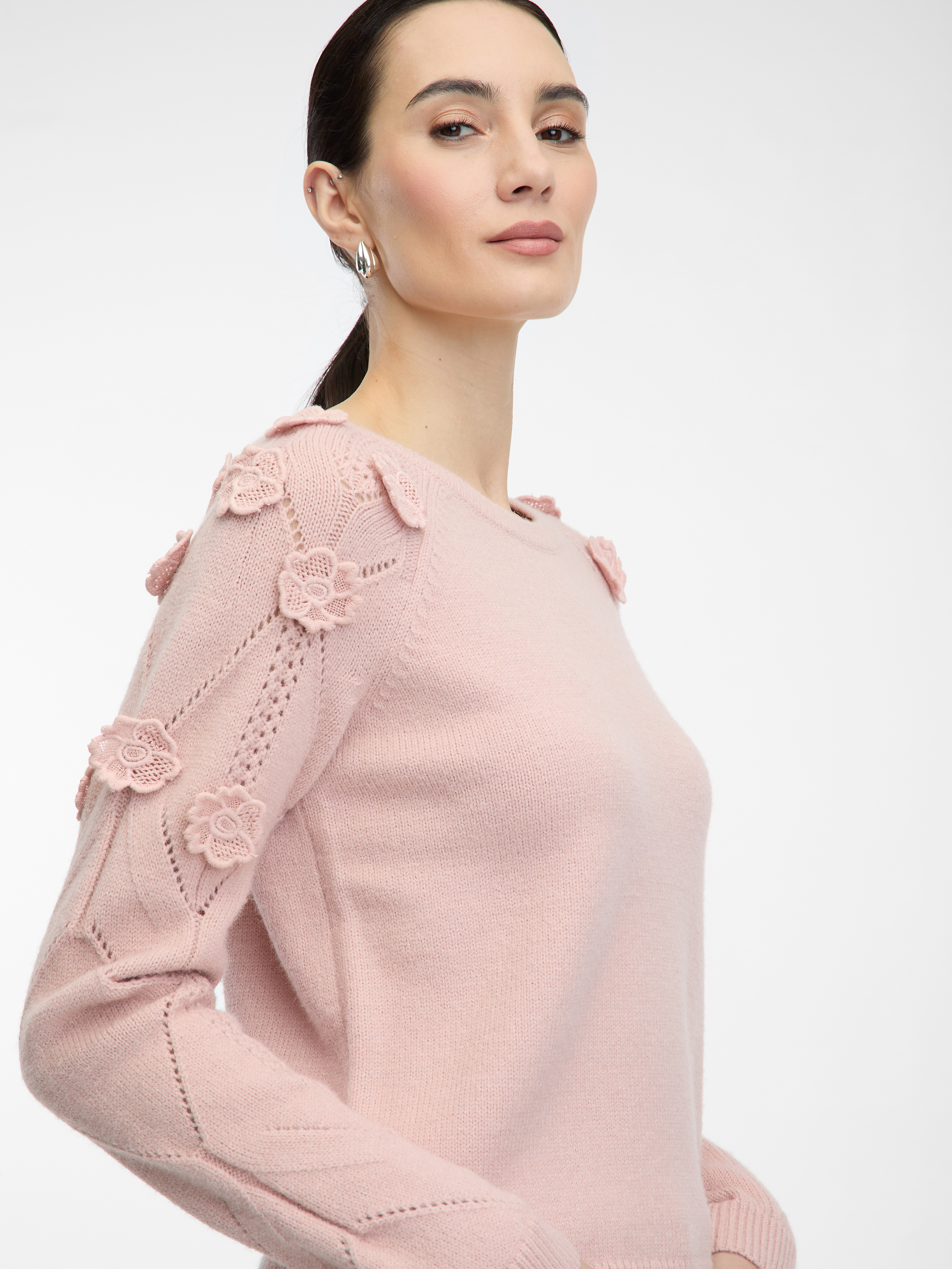 Light pink women's sweater with floral application ORSAY - Women's