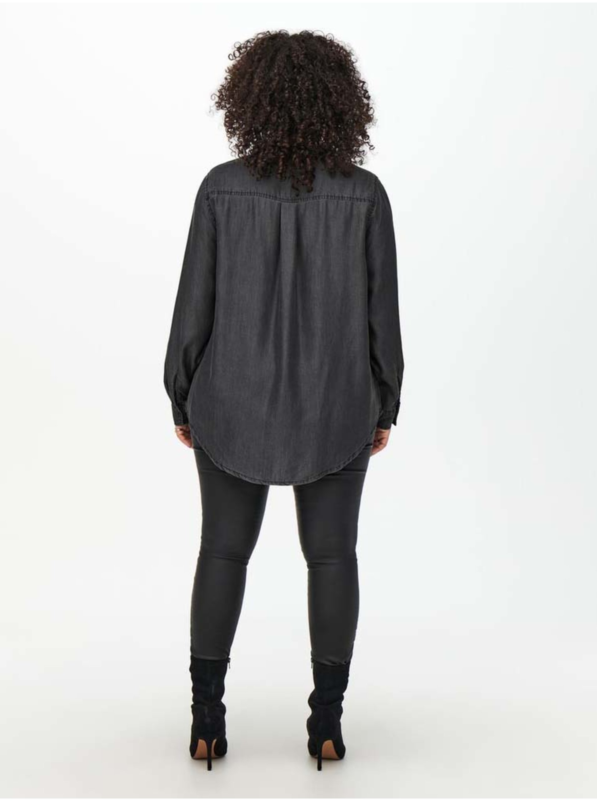Dark Grey Denim Shirt ONLY CARMAKOMA Canto - Women