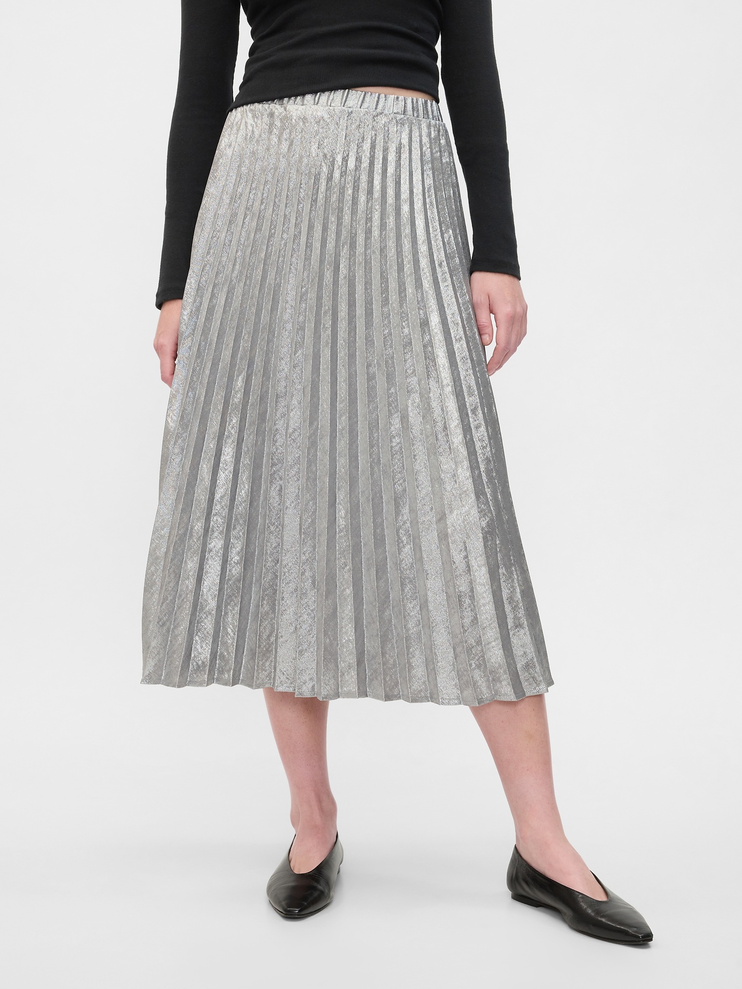 GAP Metallic pleated midi skirt - Women's