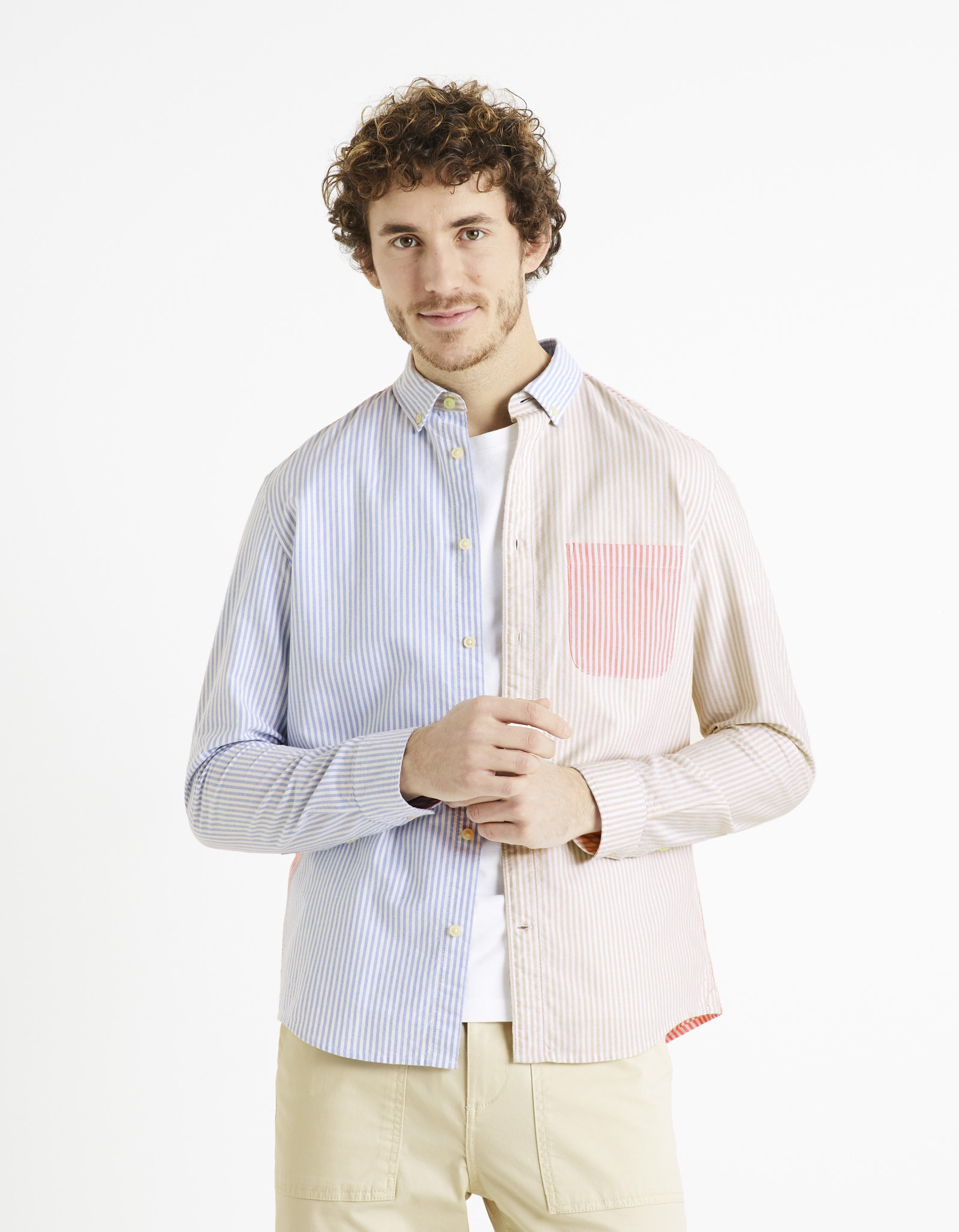 Celio Striped Shirt Dablock - Mens