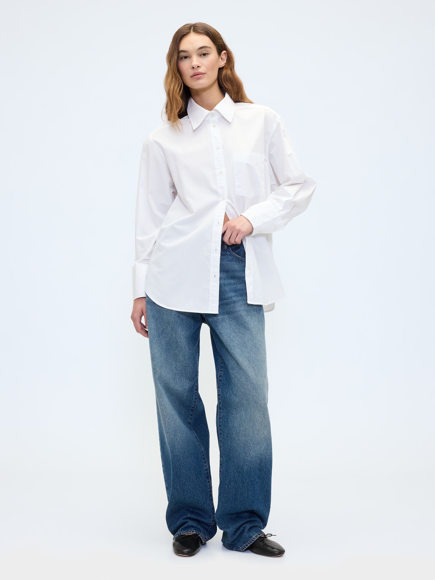 Cămașă GAP Oversize din poplin