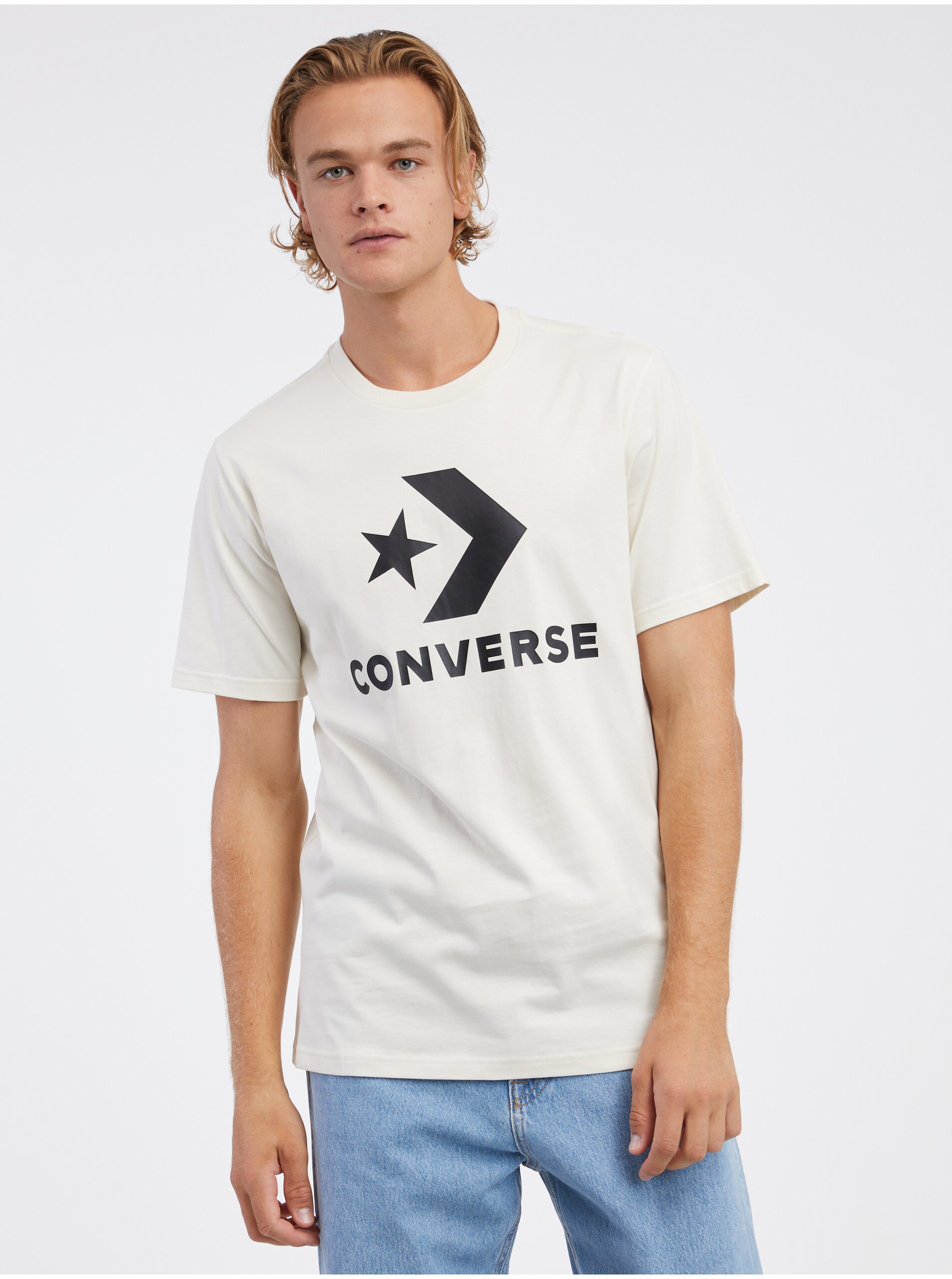 Levně Krémové unisex tričko Converse Go-To Star Chevron - Pánské